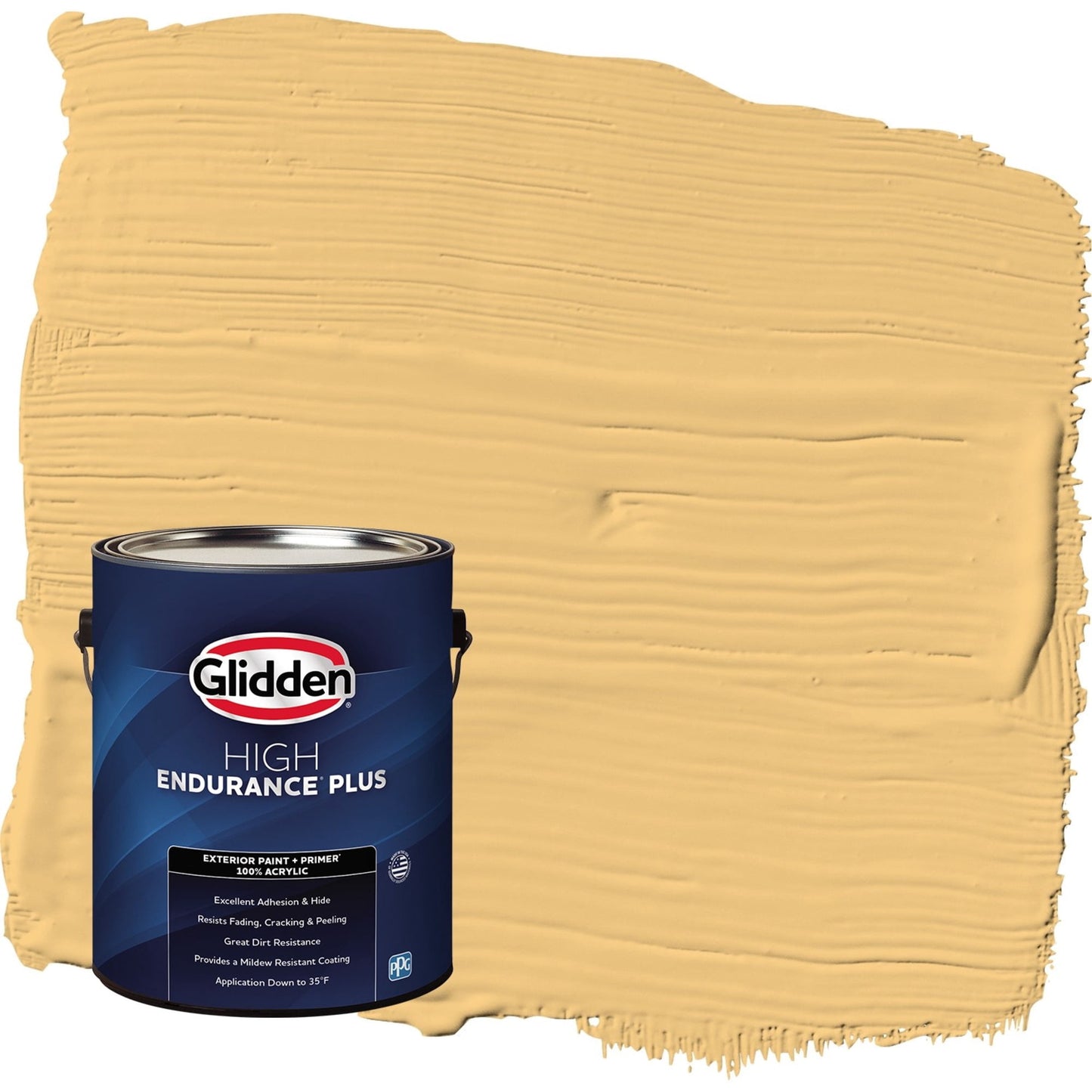 Glidden HEP Gold Buff / Yellow Satin Exterior Paint with Primer, 1 Gallon