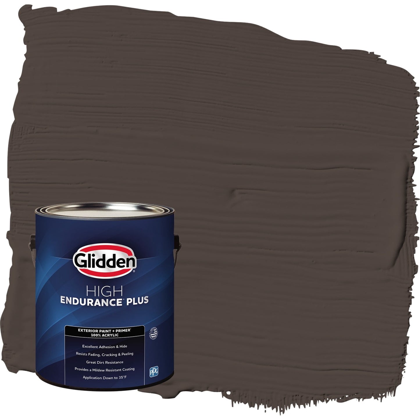 Glidden HEP Dark Granite / Brown Semi-Gloss Exterior Paint with Primer, 1 Gallon