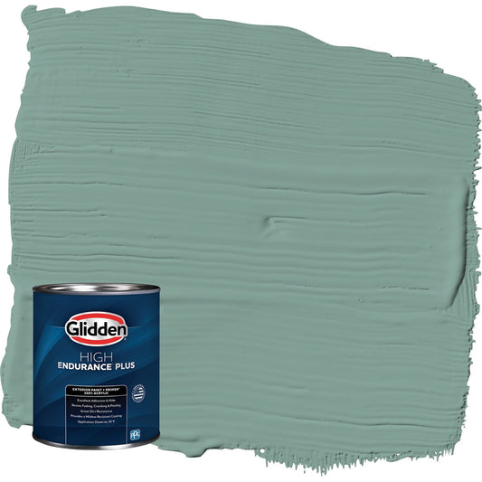 Glidden HEP Silver Laurel / Green Satin Exterior Paint with Primer, 1 Quart