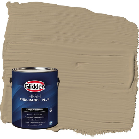 Glidden HEP Stony Creek / Beige Flat Exterior Paint with Primer, 1 Gallon