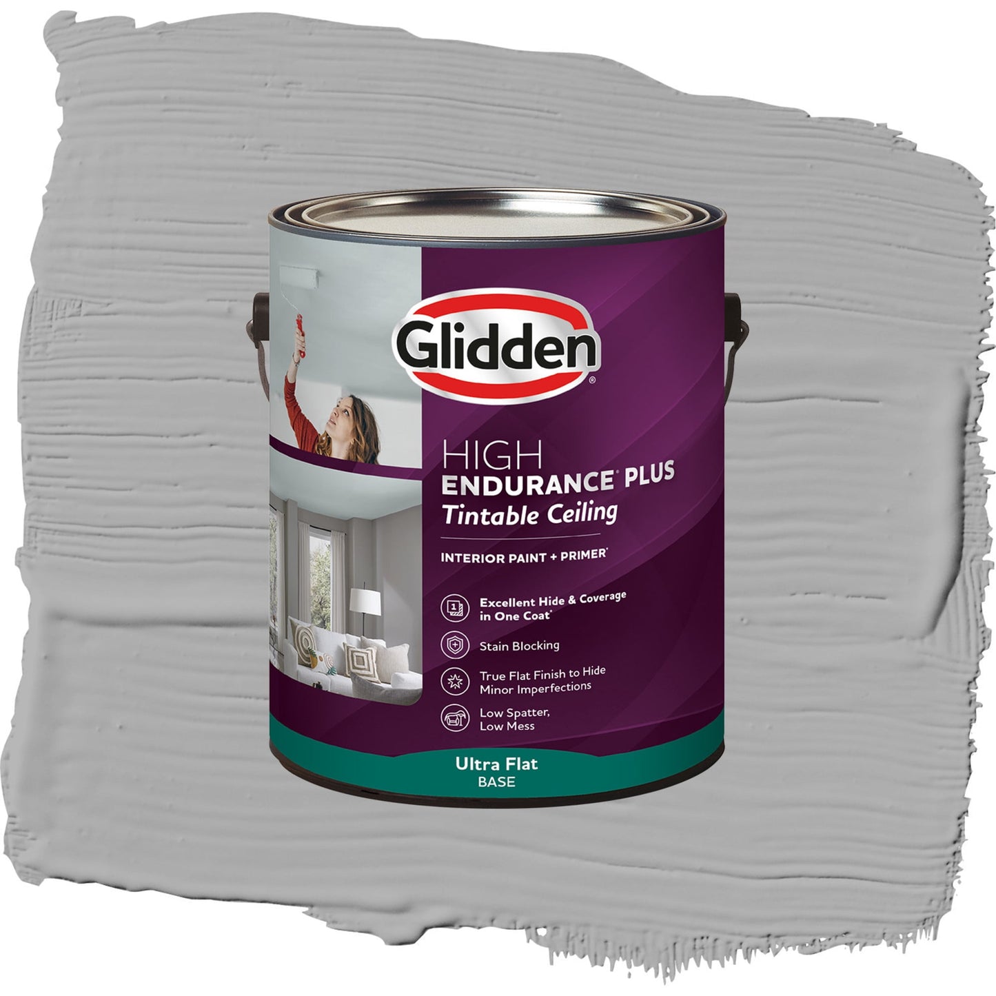 Glidden Glidden HEP Interior Ceiling Paint, Flagstone/Gray, Flat, 1 Gallon