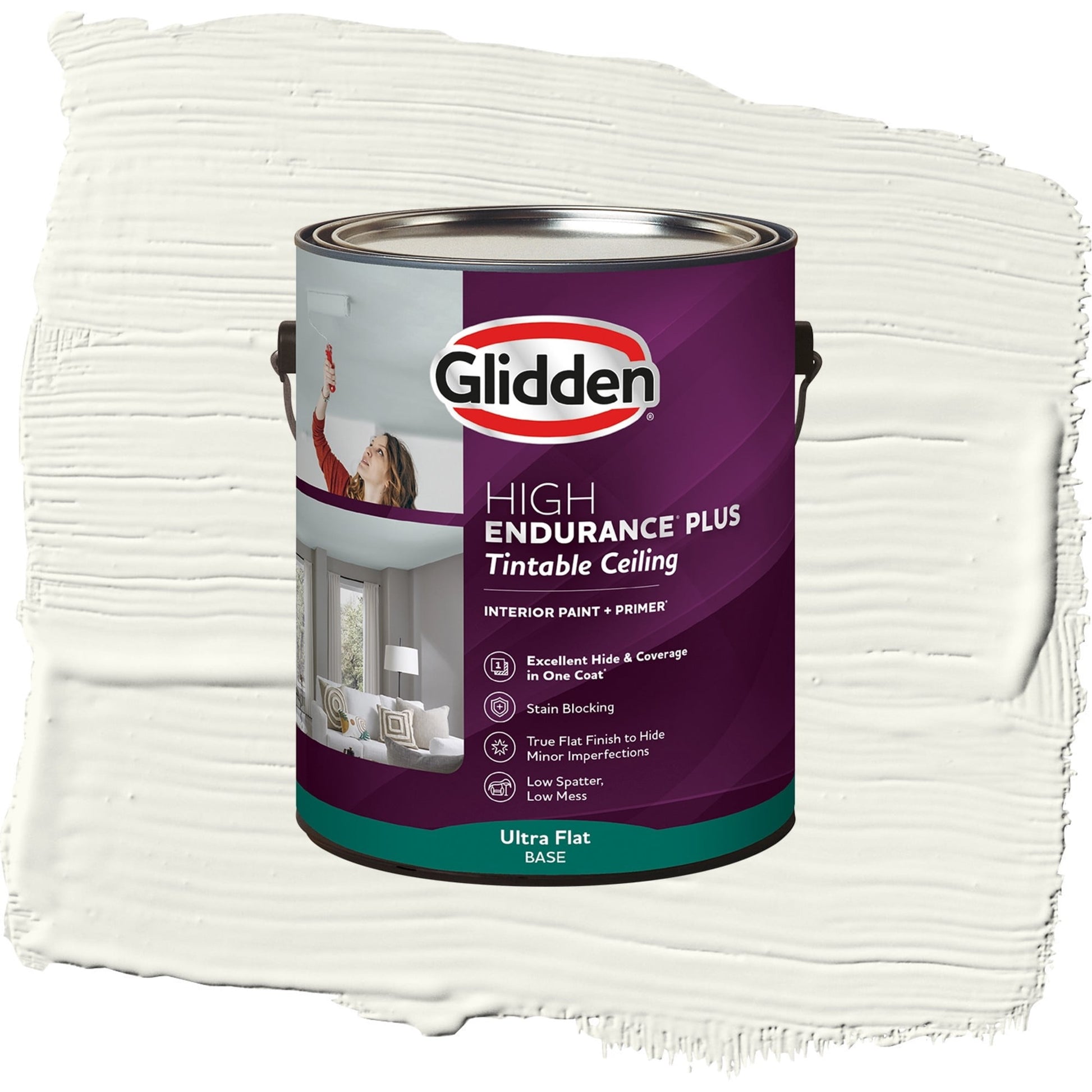 Glidden Glidden HEP Interior Ceiling Paint, Gypsum/Off-White, Flat, 1 Gallon