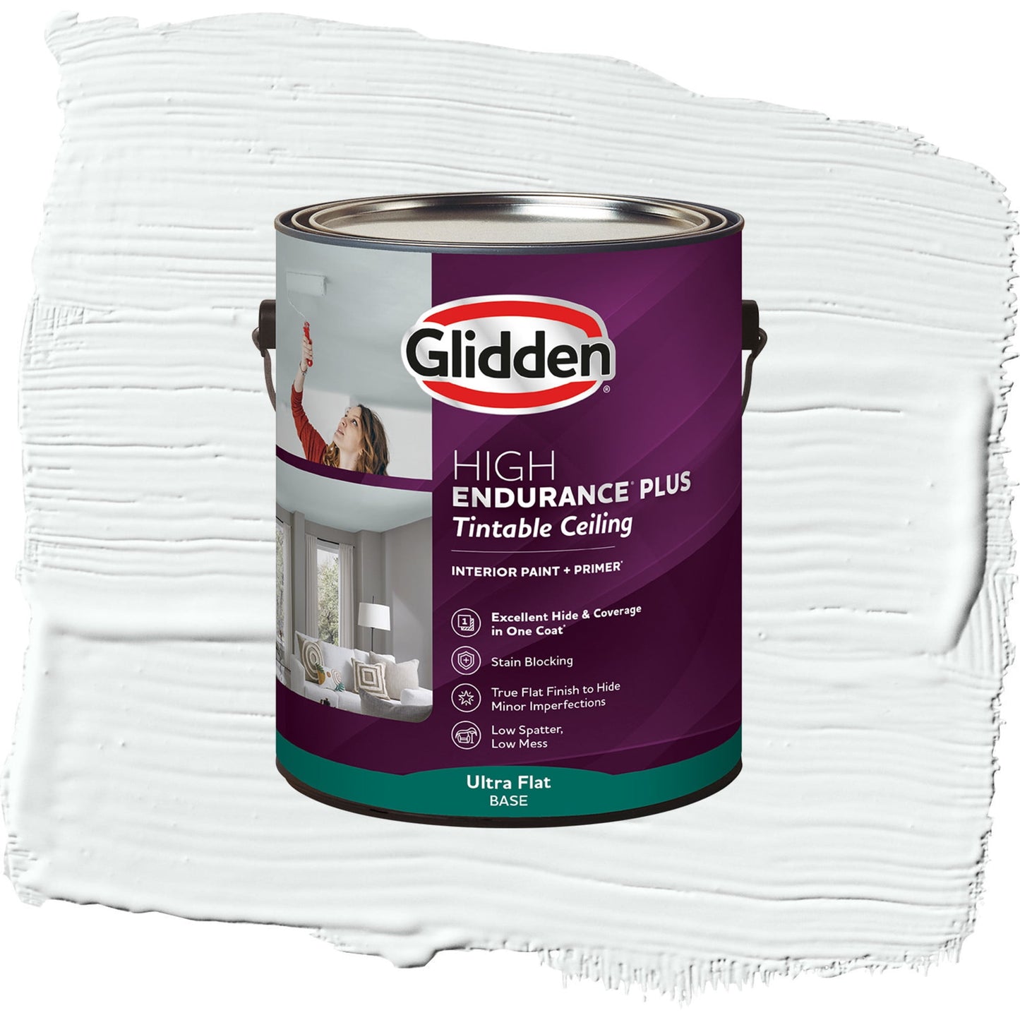 Glidden Glidden HEP Interior Ceiling Paint, Moonlit Snow/Gray, Flat, 1 Gallon