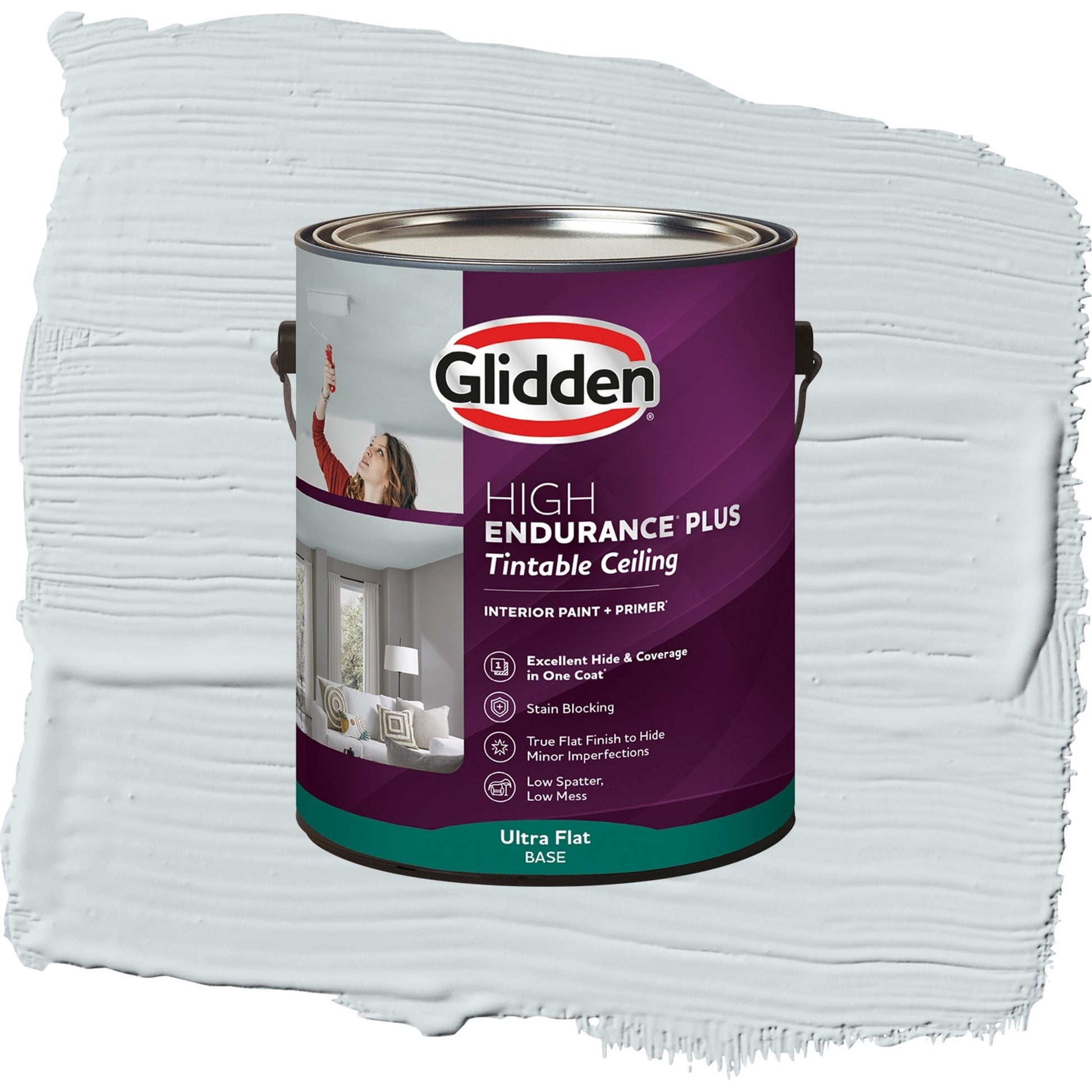 Glidden Glidden HEP Interior Ceiling Paint, Tinsel/Gray, Flat, 1 Gallon