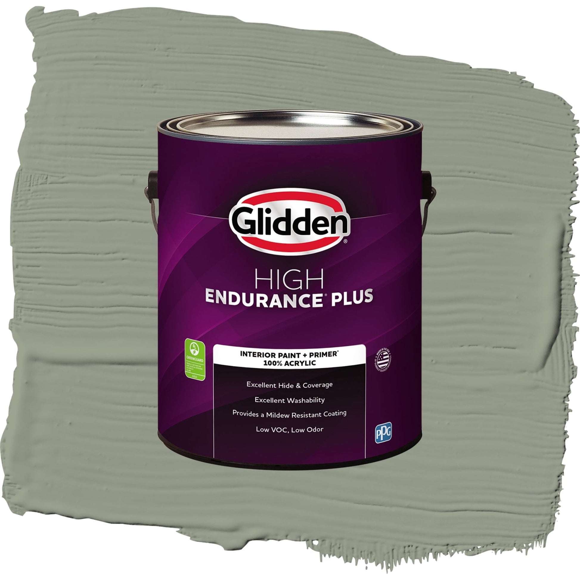 Glidden HEP Green Tea Leaf / Green, Semi-Gloss Interior Paint with Primer, 1 Gallon