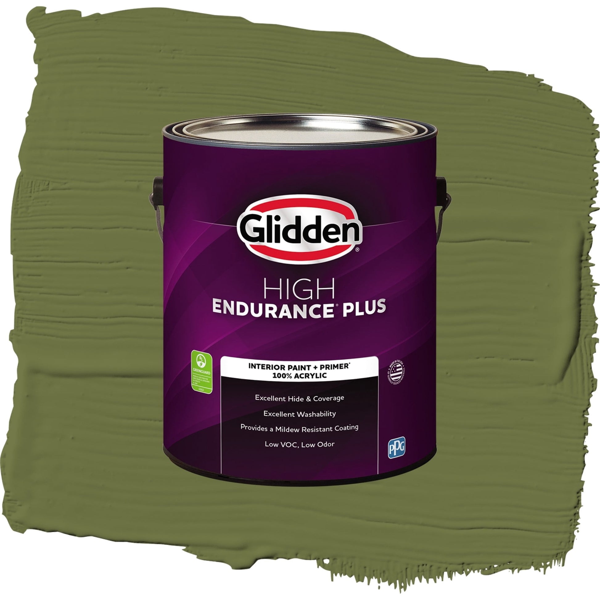 Glidden HEP Oakmoss / Green, Eggshell Interior Paint with Primer, 1 Gallon