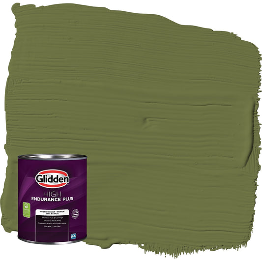 Glidden HEP Oakmoss / Green Flat Interior Paint with Primer, 1 Quart