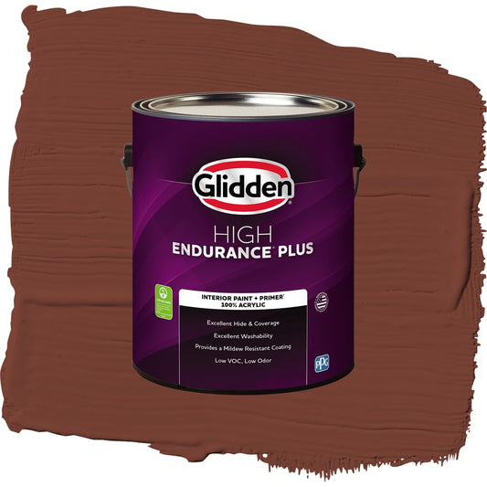 Glidden HEP Warm Mahogany / Red, Flat Interior Paint with Primer, 1 Gallon