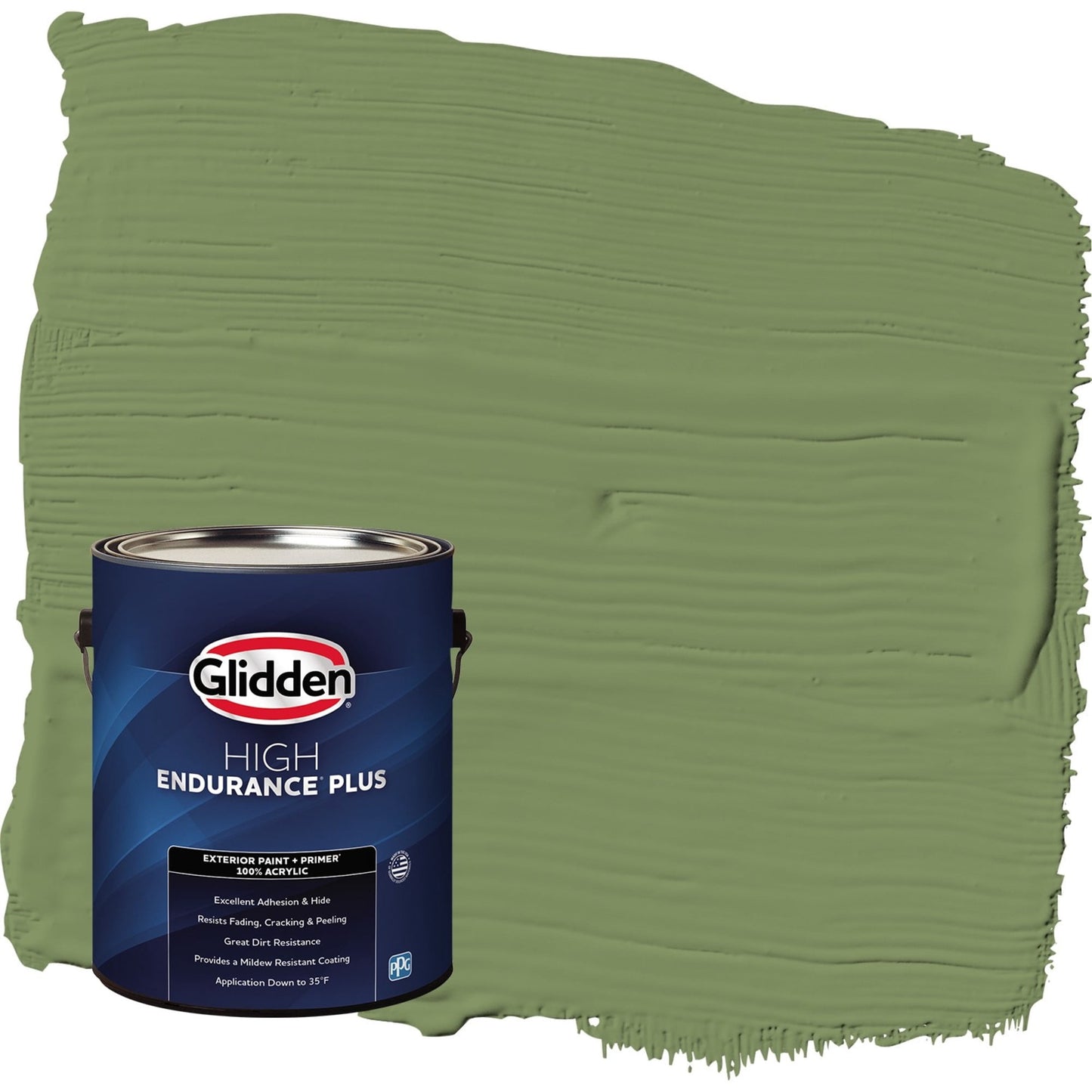 Glidden HEP Moss Point Green / Green Flat Exterior Paint with Primer, 1 Gallon