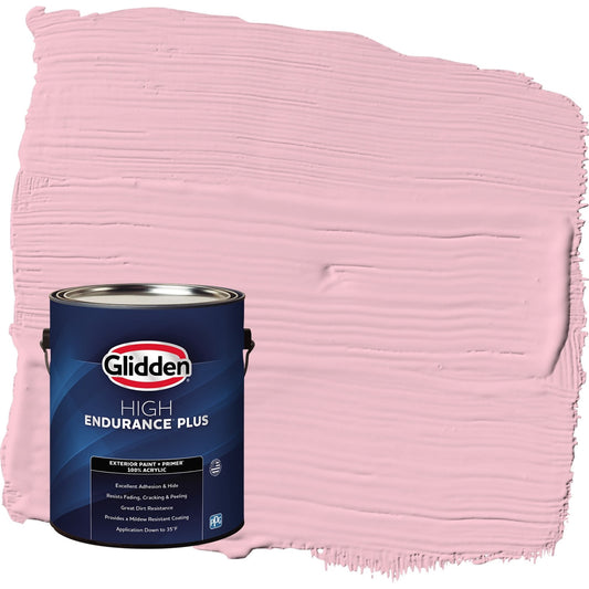 Glidden HEP Rose Melody / Pink Satin Exterior Paint with Primer, 1 Gallon