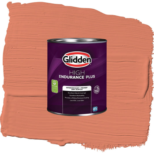 Glidden HEP Summer Sunset / Orange, Eggshell Interior Paint with Primer, 1 Quart