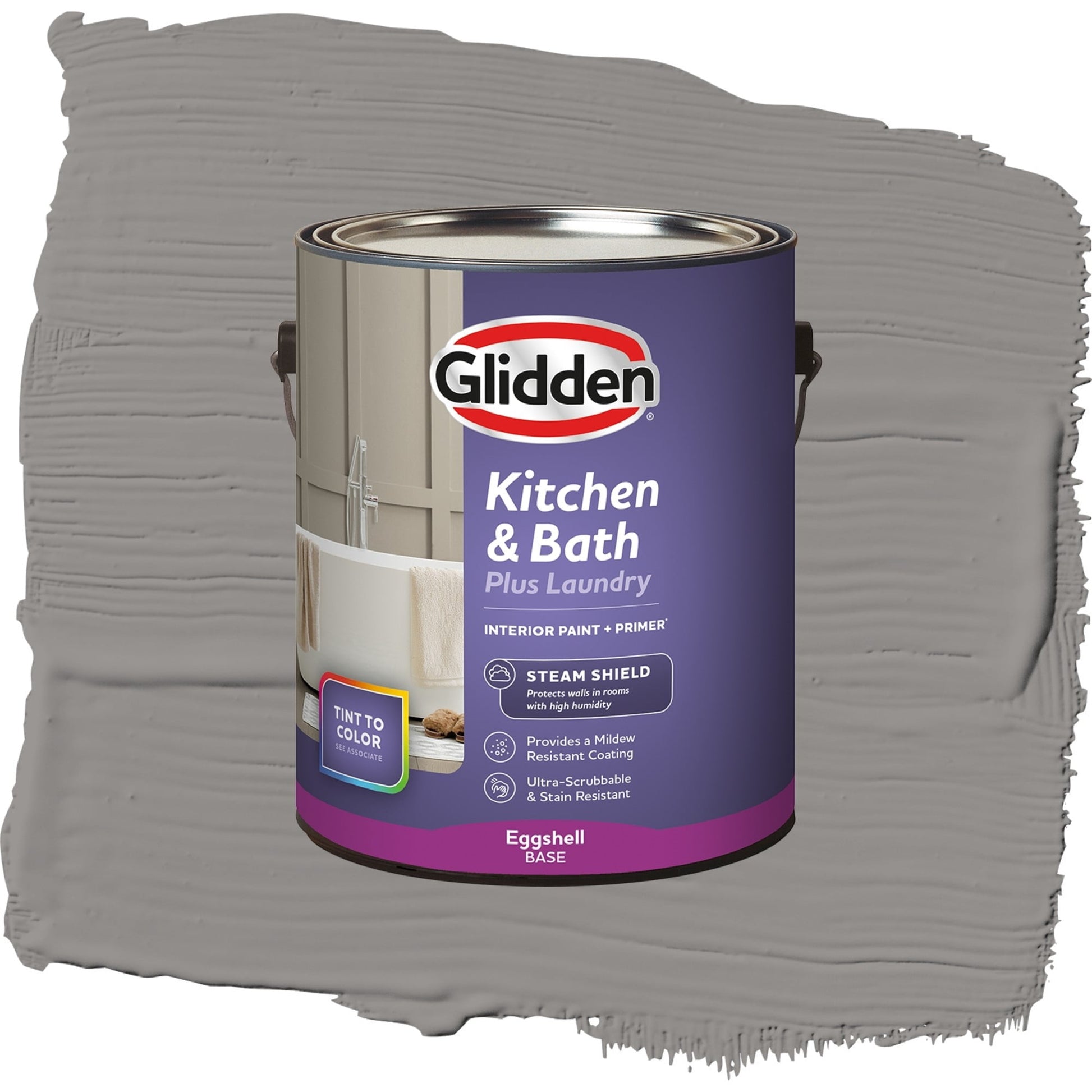 Glidden Glidden Kitchen Bath and Laundry Antique Silver / Gray, Eggshell Interior Paint with Primer, 1 Gallon
