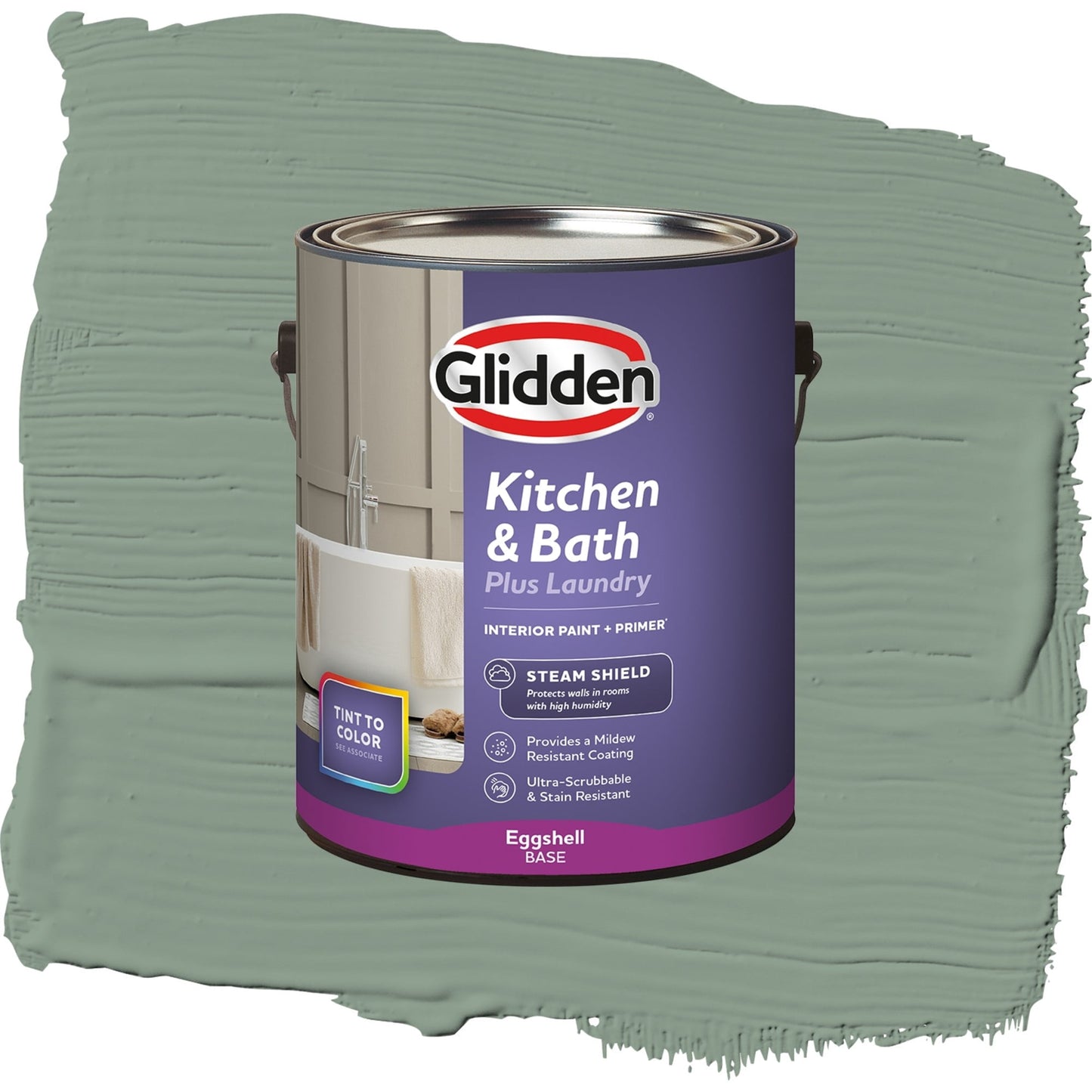 Glidden Glidden Kitchen Bath and Laundry Birch Forest / Green , Eggshell Interior Paint with Primer, 1 Gallon