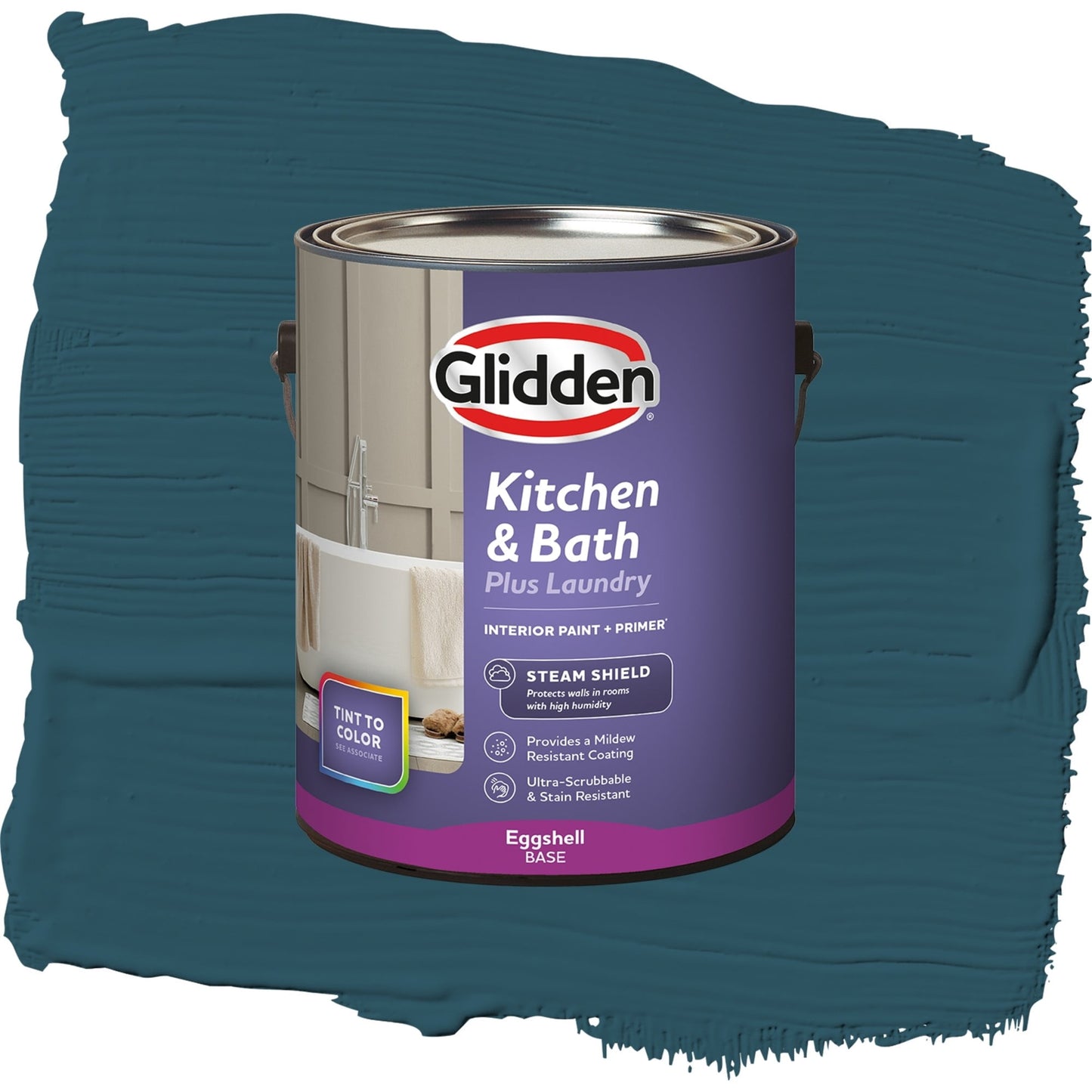 Glidden Glidden Kitchen Bath and Laundry Blue Bayberry / Green , Eggshell Interior Paint with Primer, 1 Gallon