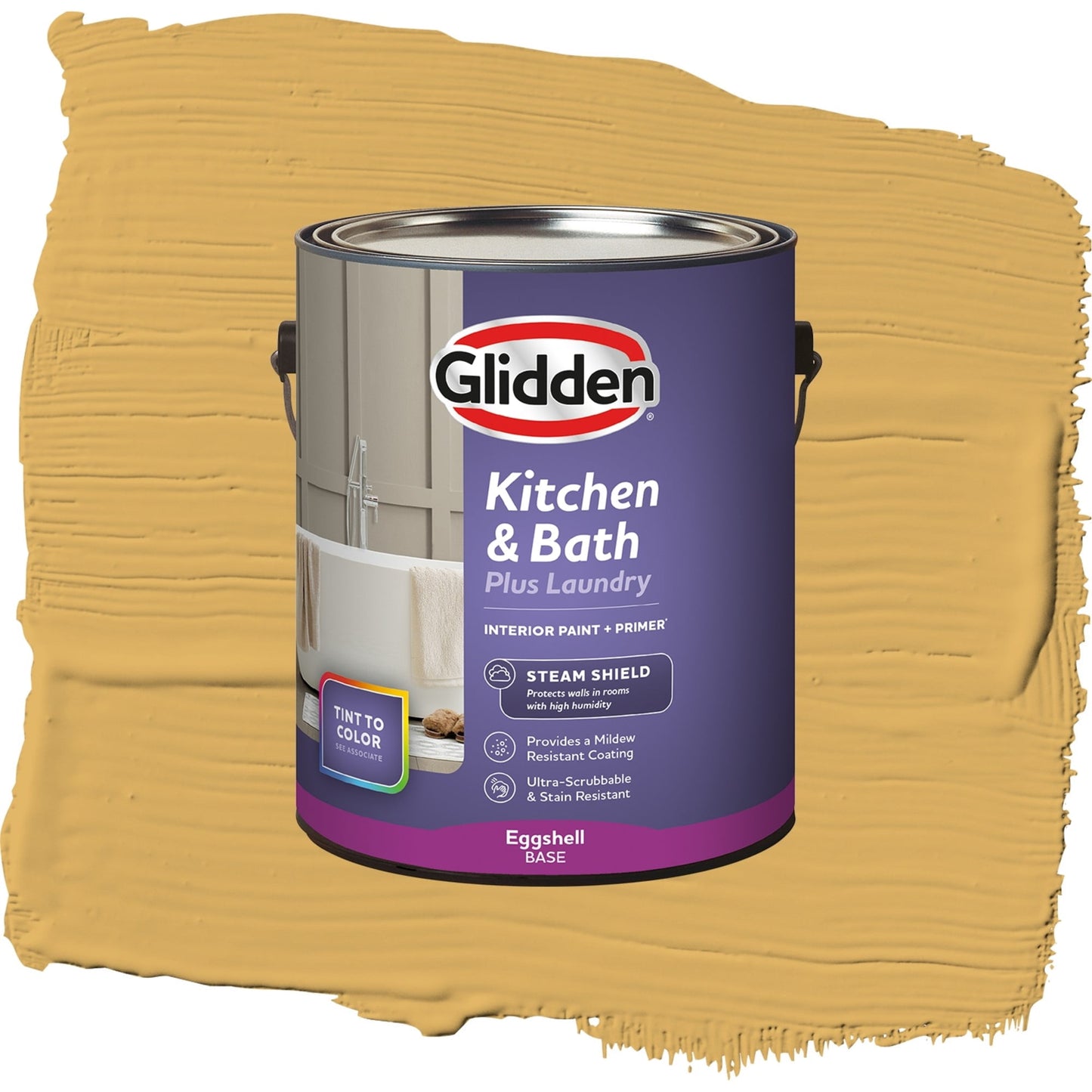 Glidden Glidden Kitchen Bath and Laundry Butterscotch Bliss / Yellow, Eggshell Interior Paint with Primer, 1 Gallon