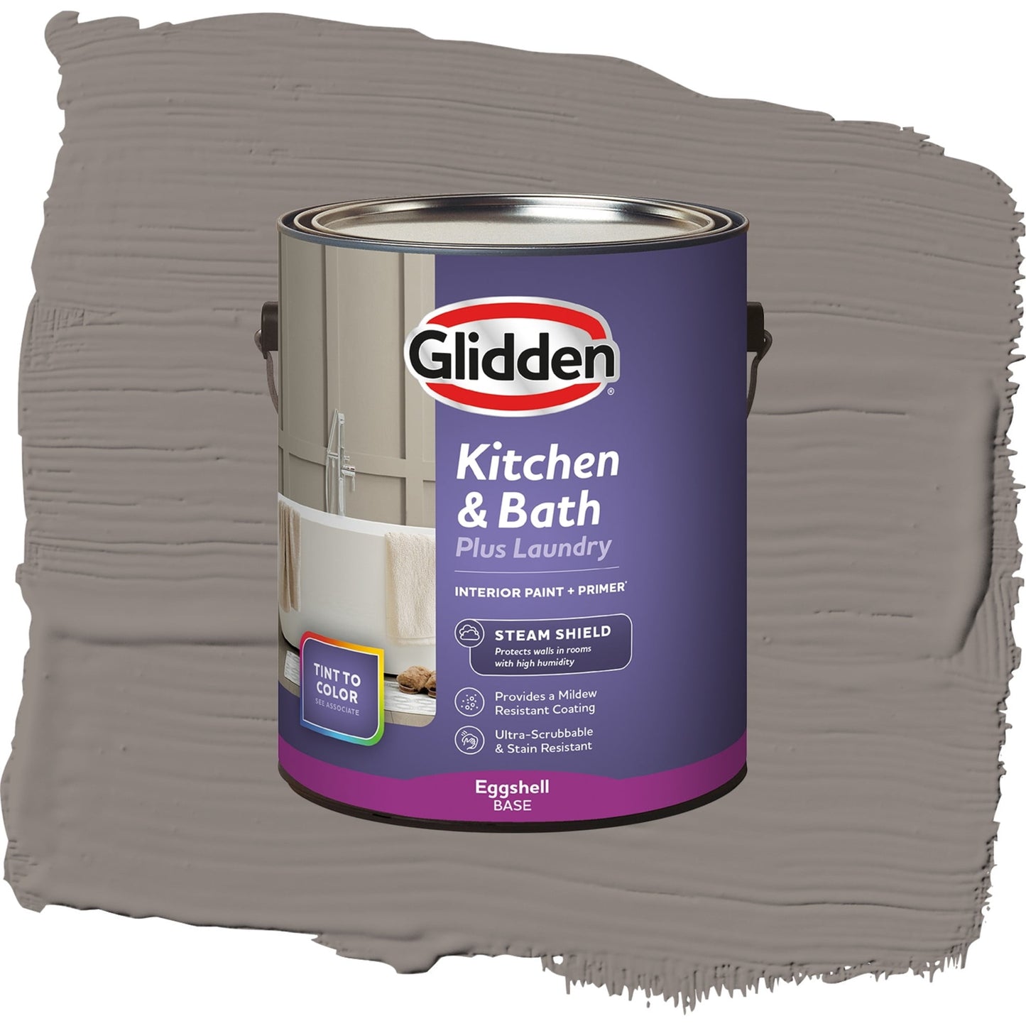 Glidden Glidden Kitchen Bath and Laundry Elephant Gray / Gray, Eggshell Interior Paint with Primer, 1 Gallon