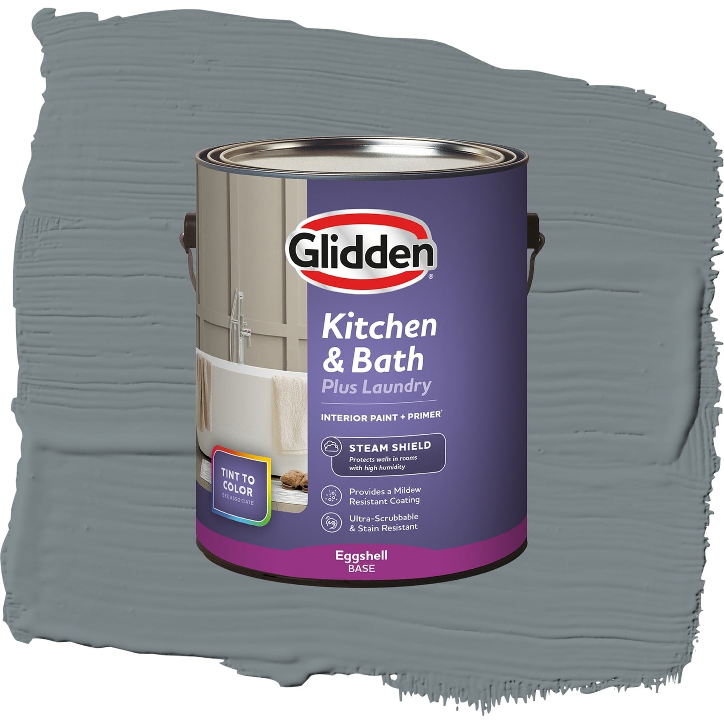 Glidden Glidden Kitchen Bath and Laundry Garrison Gray / Grey, Eggshell Interior Paint with Primer, 1 Gallon