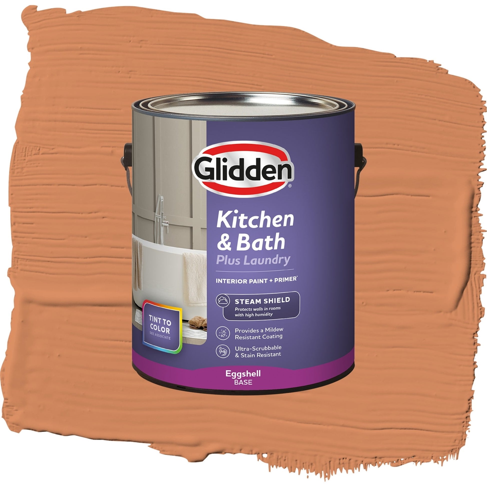 Glidden Glidden Kitchen Bath and Laundry Georgian Leather / Orange, Eggshell Interior Paint with Primer, 1 Gallon