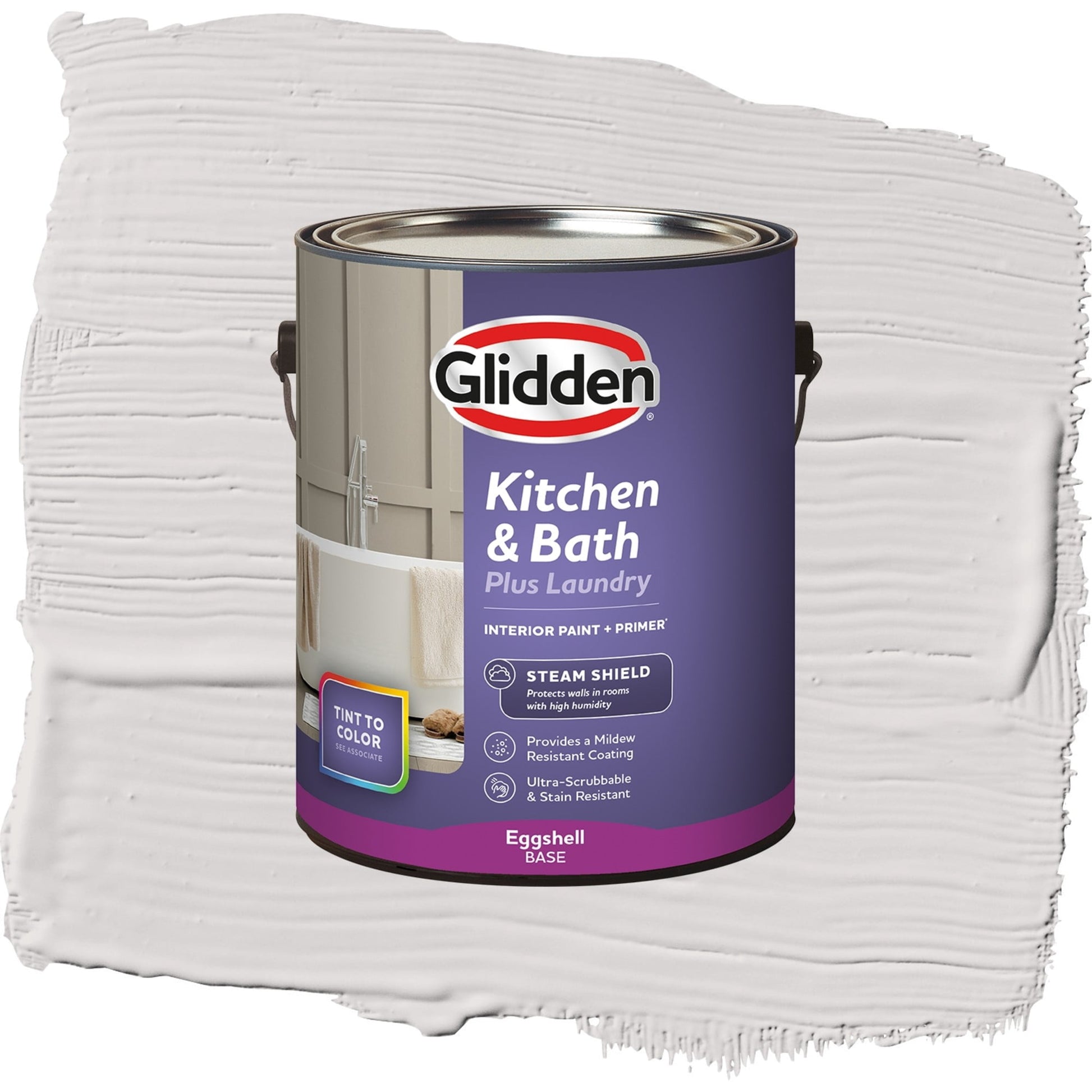 Glidden Glidden Kitchen Bath and Laundry Go To Gray / Gray, Eggshell Interior Paint with Primer, 1 Gallon