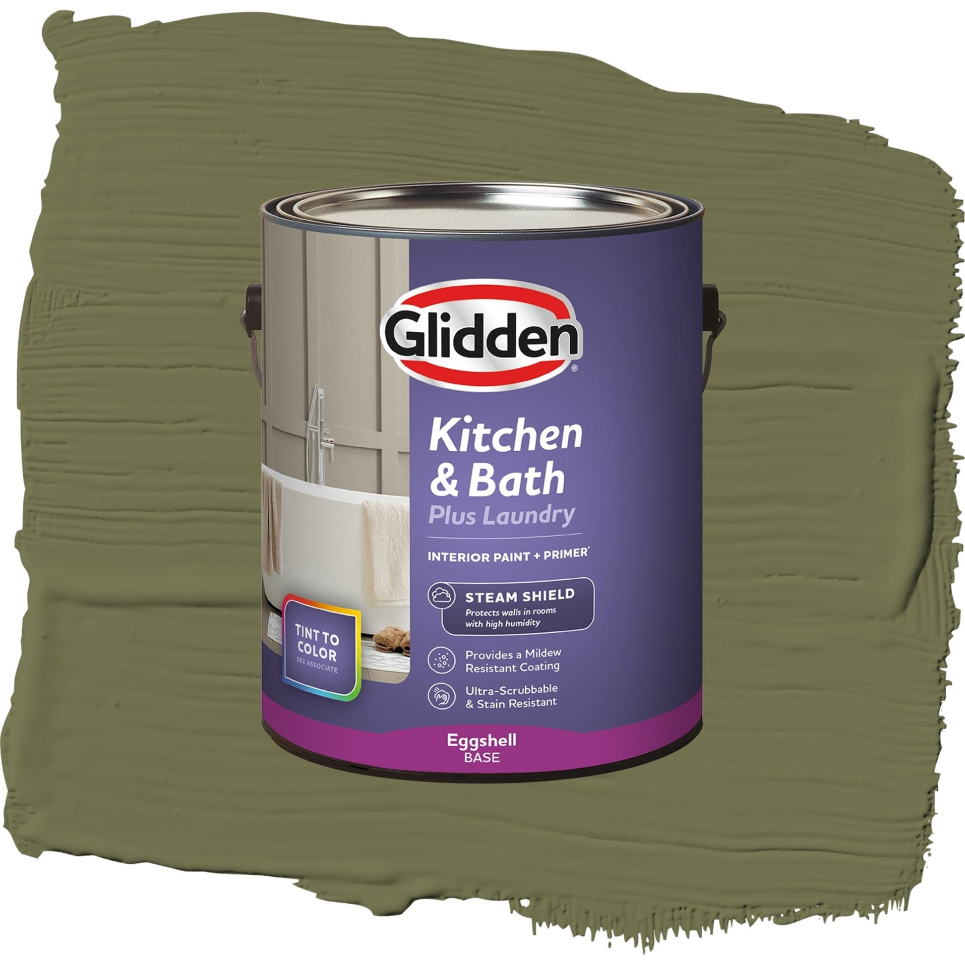 Glidden Glidden Kitchen Bath and Laundry Gratefully Grass / Green, Eggshell Interior Paint with Primer, 1 Gallon