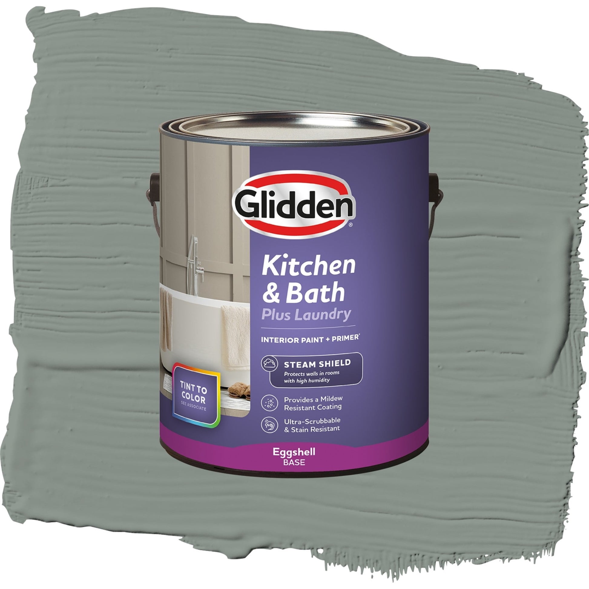 Glidden Glidden Kitchen Bath and Laundry Gray Heron / Grey, Eggshell Interior Paint with Primer, 1 Gallon