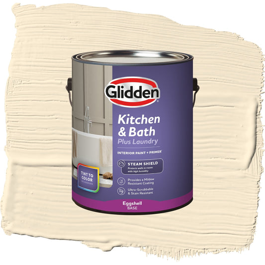 Glidden Glidden Kitchen Bath and Laundry Magnolia Blossom / White, Eggshell Interior Paint with Primer, 1 Gallon