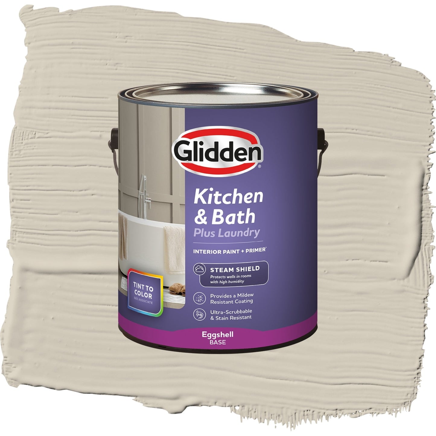 Glidden Glidden Kitchen Bath and Laundry Moth Gray / Gray, Eggshell Interior Paint with Primer, 1 Gallon