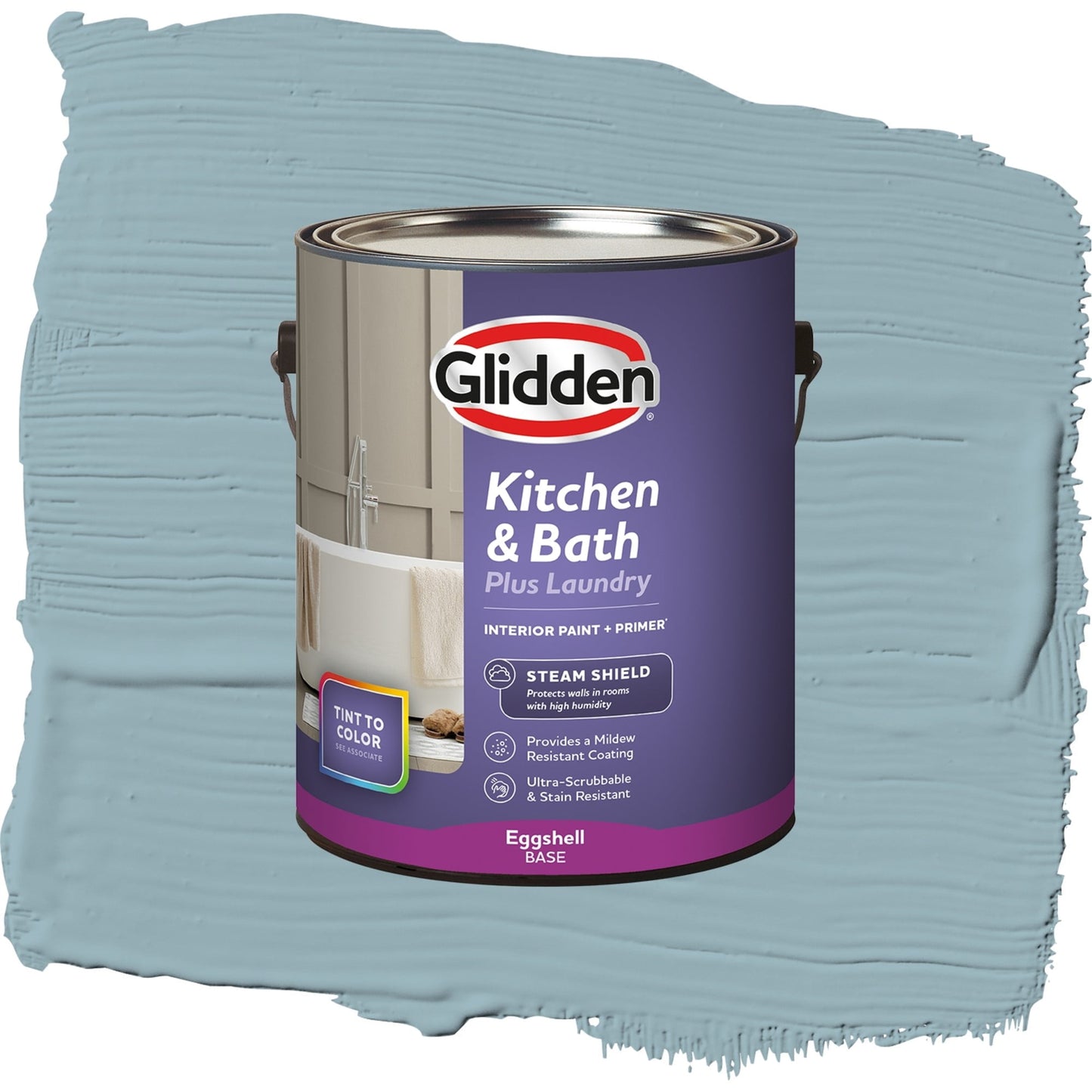 Glidden Glidden Kitchen Bath and Laundry Mountain Stream / Blue, Eggshell Interior Paint with Primer, 1 Gallon