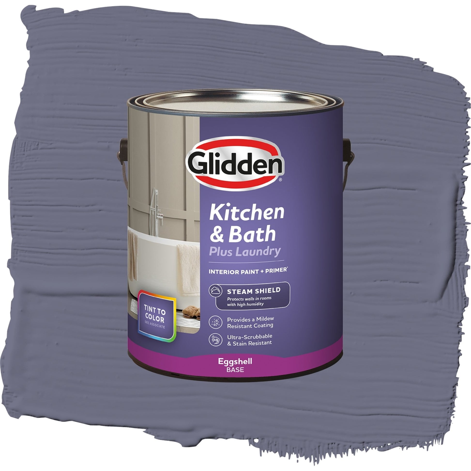 Glidden Glidden Kitchen Bath and Laundry Old Mill Blue / Purple, Eggshell Interior Paint with Primer, 1 Gallon
