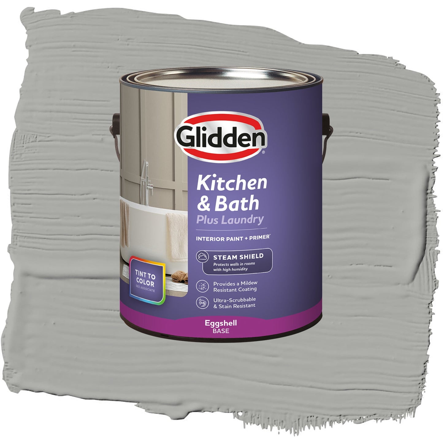 Glidden Glidden Kitchen Bath and Laundry Precipitation / Gray, Eggshell Interior Paint with Primer, 1 Gallon