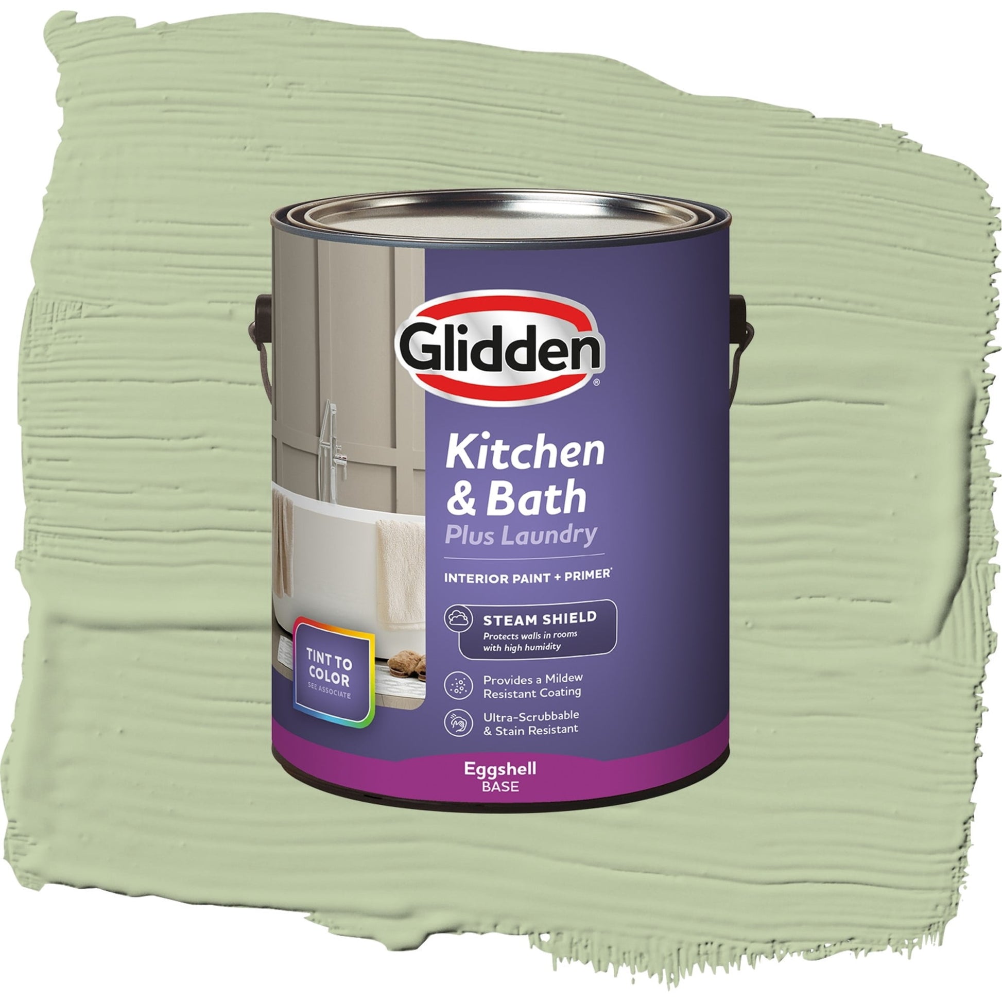 Glidden Glidden Kitchen Bath and Laundry Quaking Grass / Green, Eggshell Interior Paint with Primer, 1 Gallon
