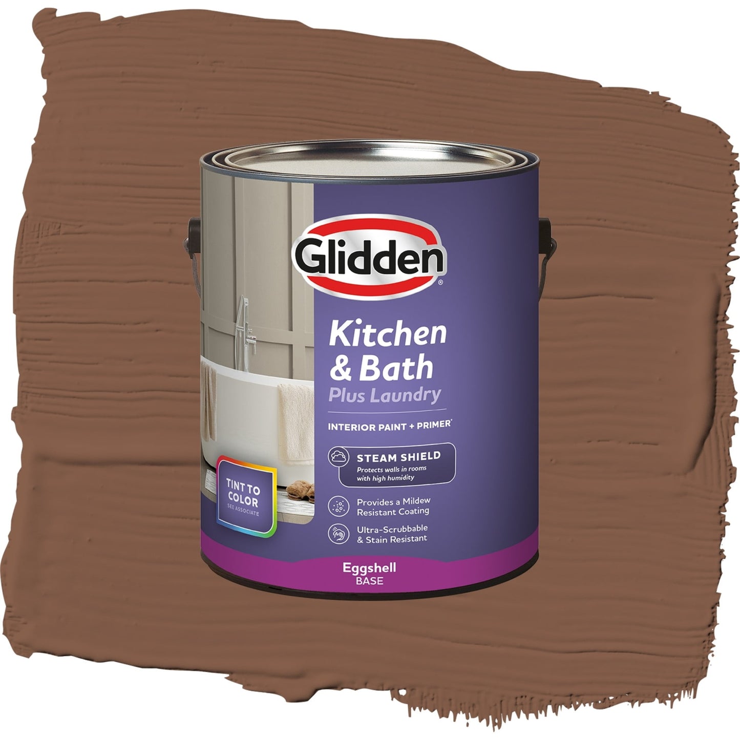 Glidden Glidden Kitchen Bath and Laundry Spiced Cinnamon / Brown, Eggshell Interior Paint with Primer, 1 Gallon