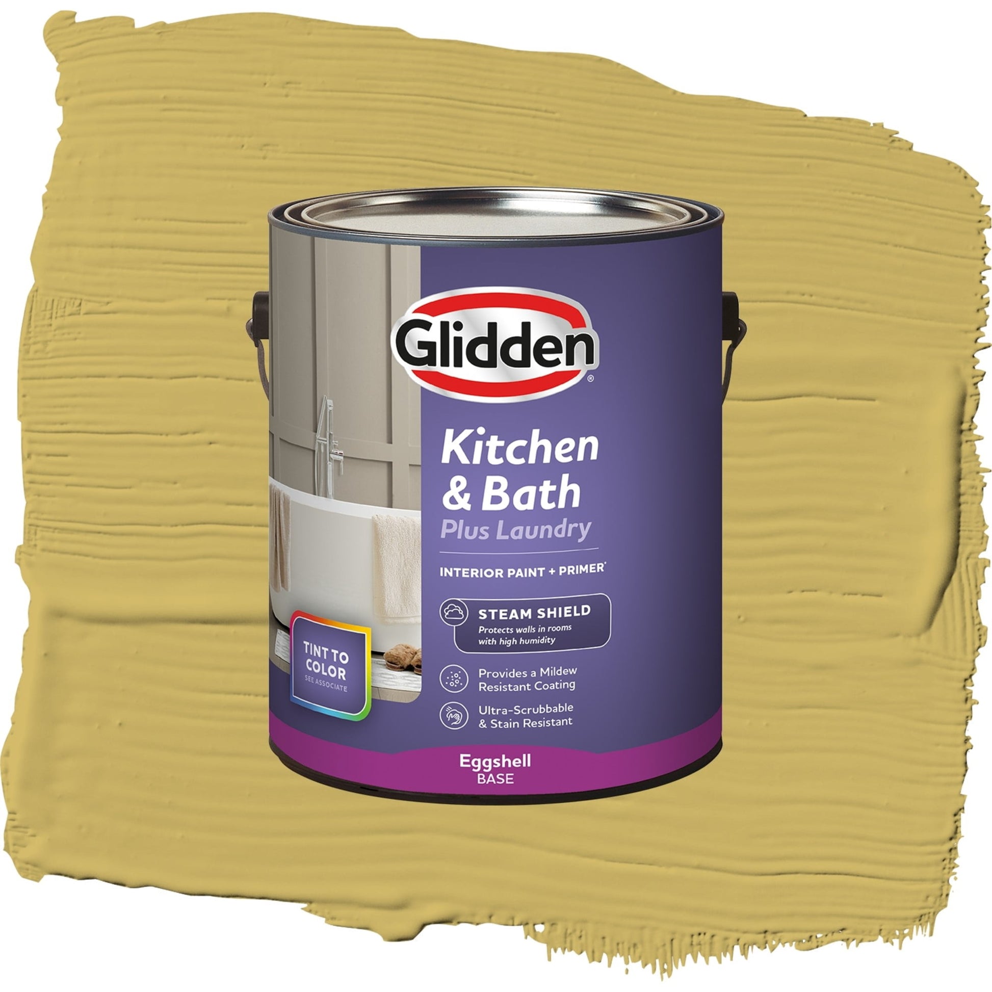 Glidden Glidden Kitchen Bath and Laundry Split Pea Soup / Green, Eggshell Interior Paint with Primer, 1 Gallon