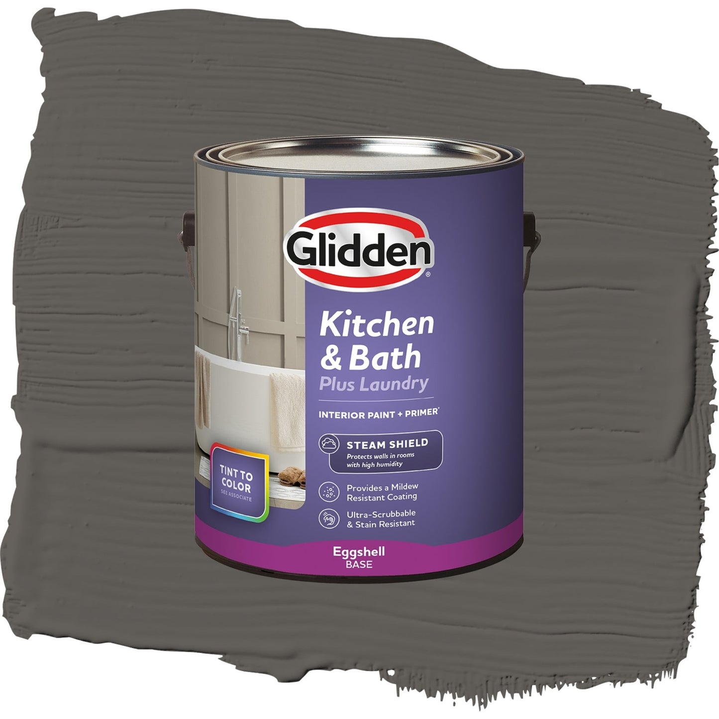 Glidden Glidden Kitchen Bath and Laundry Stone's Throw / Gray, Eggshell Interior Paint with Primer, 1 Gallon