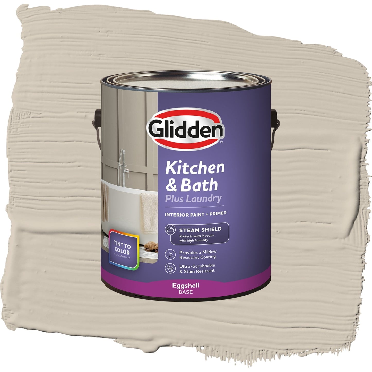 Glidden Glidden Kitchen Bath and Laundry Synchronicity / Gray, Eggshell Interior Paint with Primer, 1 Gallon