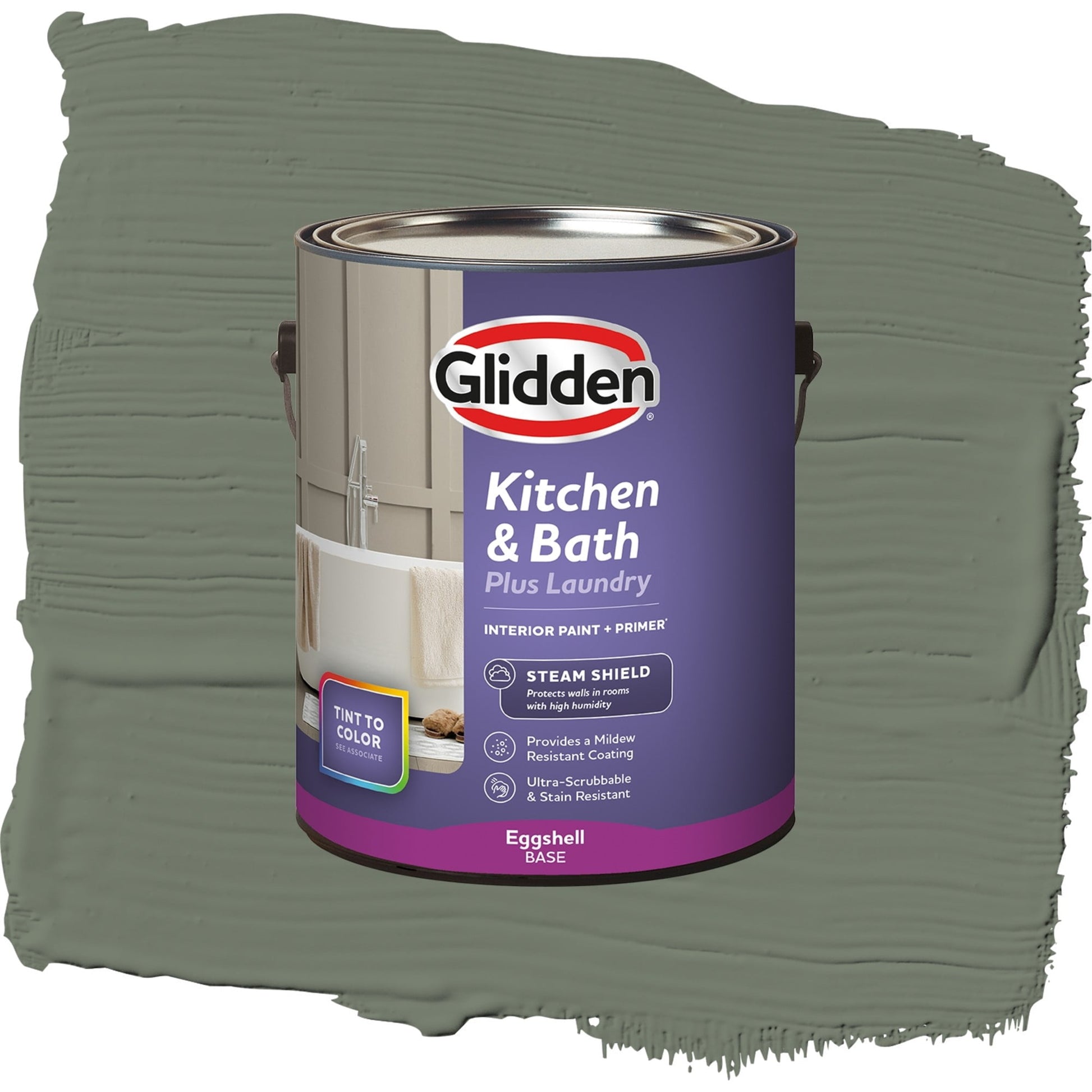 Glidden Glidden Kitchen Bath and Laundry Thyme Green / Green, Eggshell Interior Paint with Primer, 1 Gallon