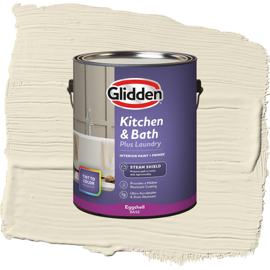 Glidden Glidden Kitchen Bath and Laundry Vanilla Love / White, Eggshell Interior Paint with Primer, 1 Gallon