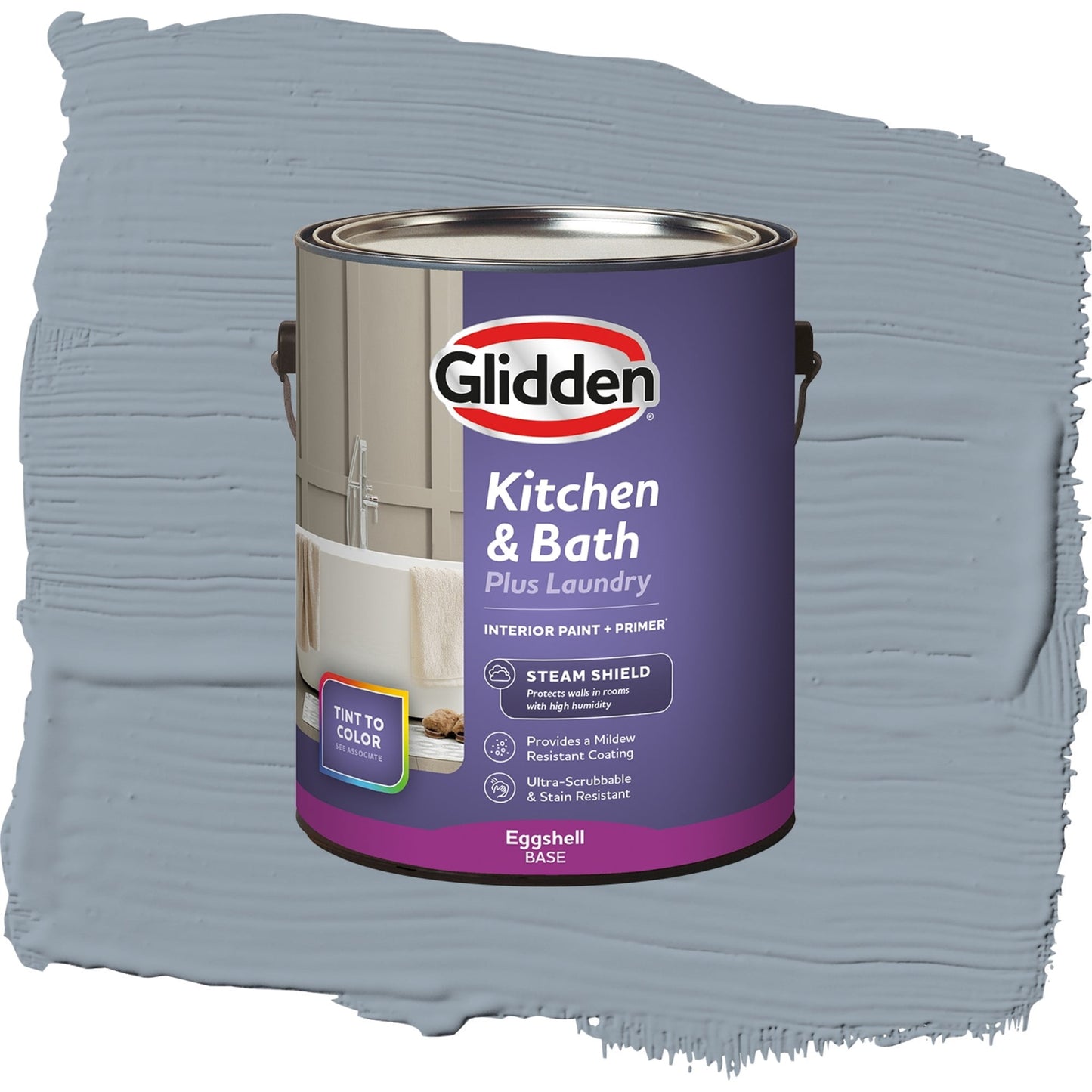 Glidden Glidden Kitchen Bath and Laundry uicksilver / Blue, Eggshell Interior Paint with Primer, 1 Gallon