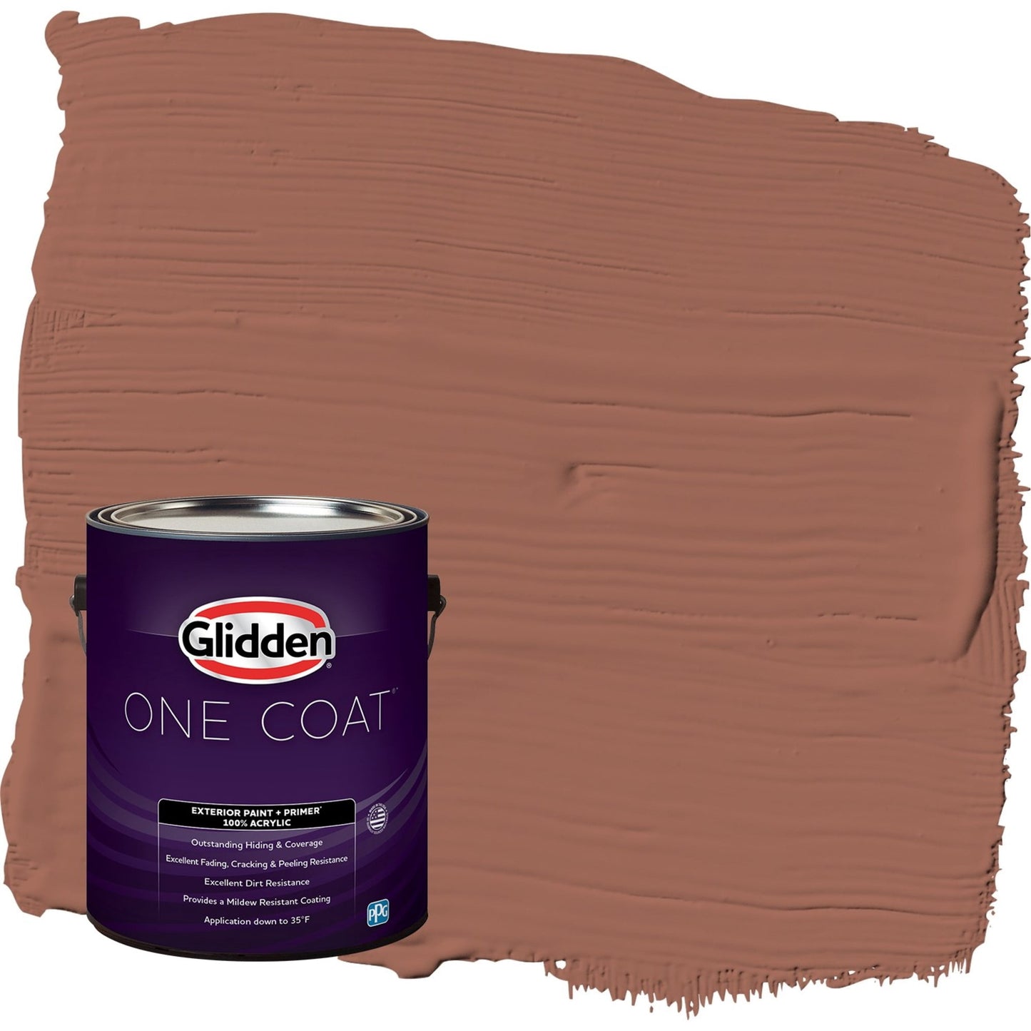 Glidden One Coat Apple Brown Betty / Orange Semi-Gloss Exterior Paint with Primer, 1 Gallon