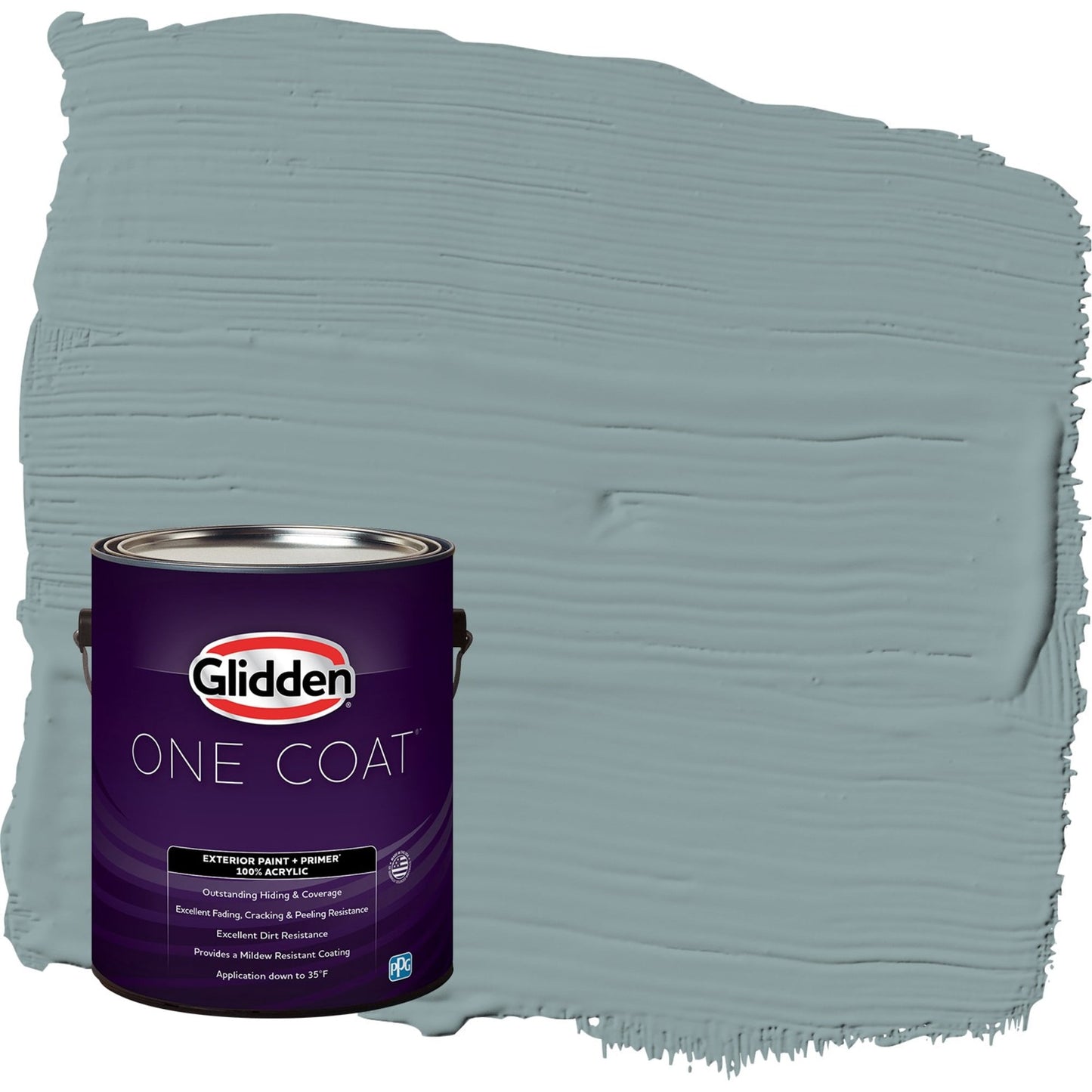 Glidden One Coat Aqua Smoke / Blue Semi-Gloss Exterior Paint with Primer, 1 Gallon