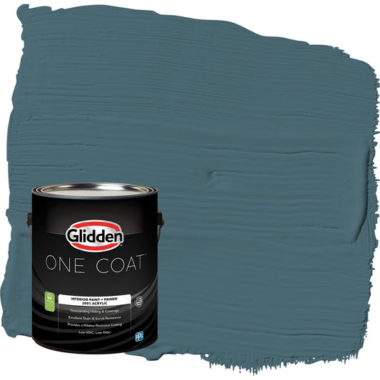 Glidden One Coat Azalea Leaf / Blue Semi-Gloss Interior Paint with Primer, 1 Gallon
