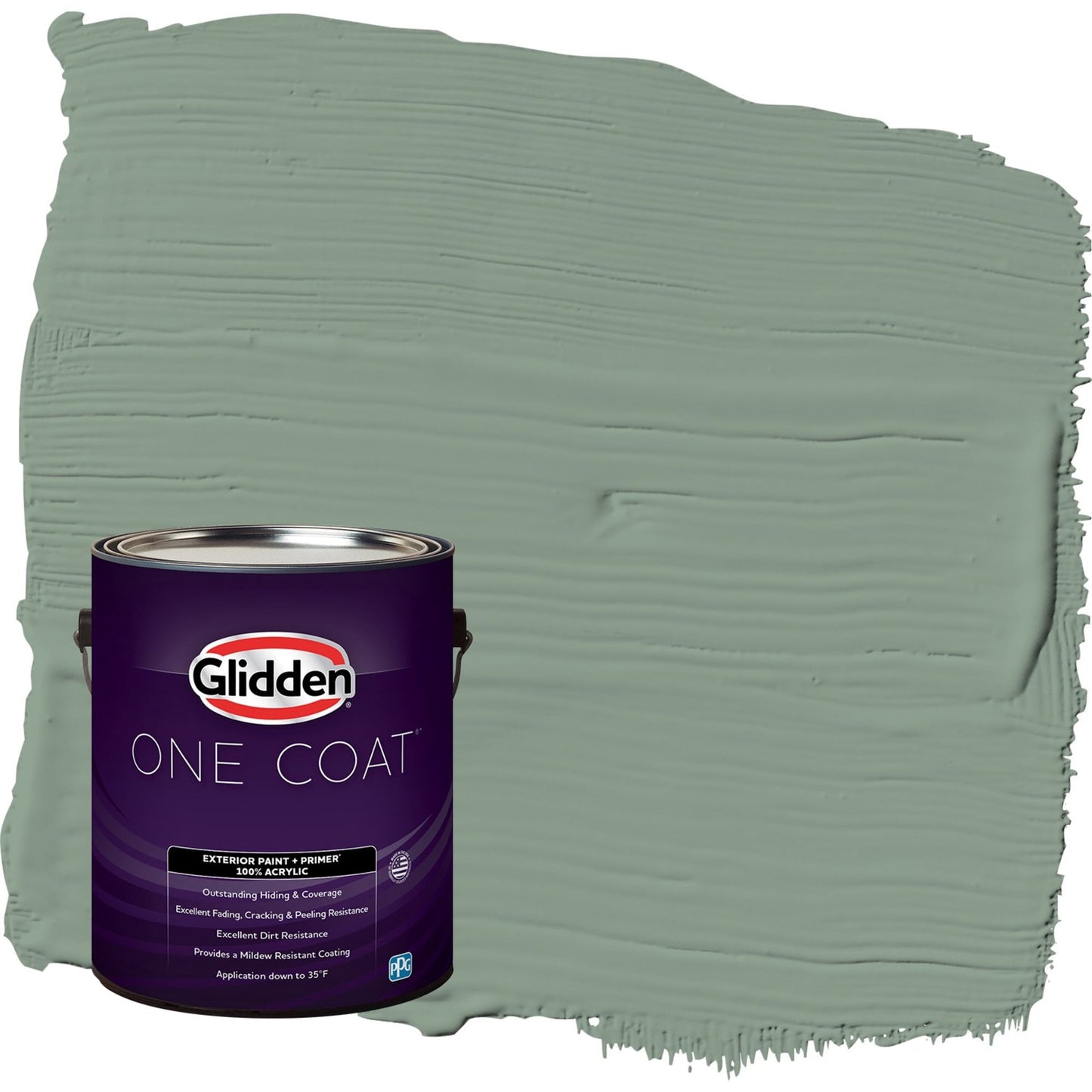 Glidden One Coat Birch Forest / Green Semi-Gloss Exterior Paint with Primer, 1 Gallon