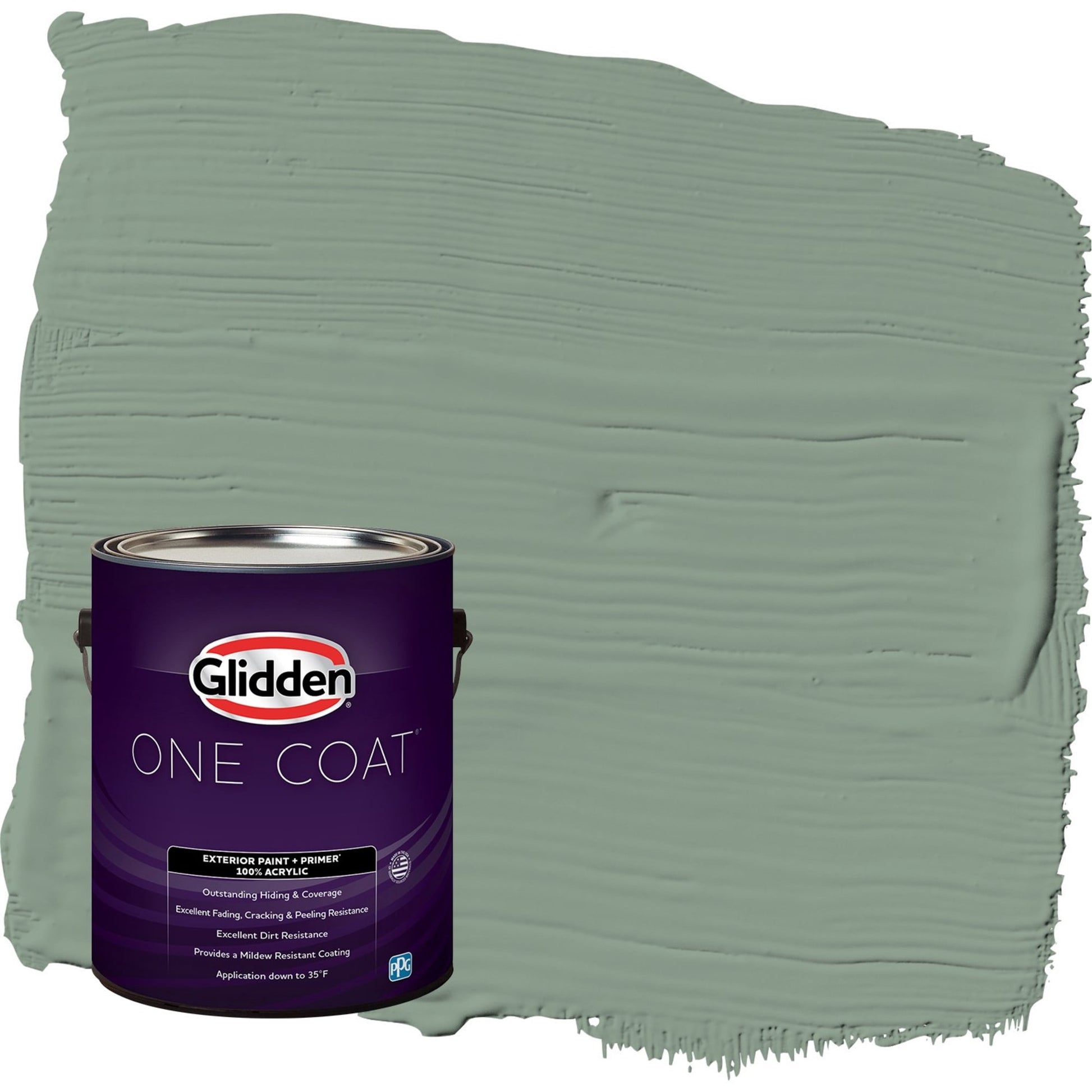 Glidden One Coat Birch Forest / Green Semi-Gloss Exterior Paint with Primer, 1 Gallon