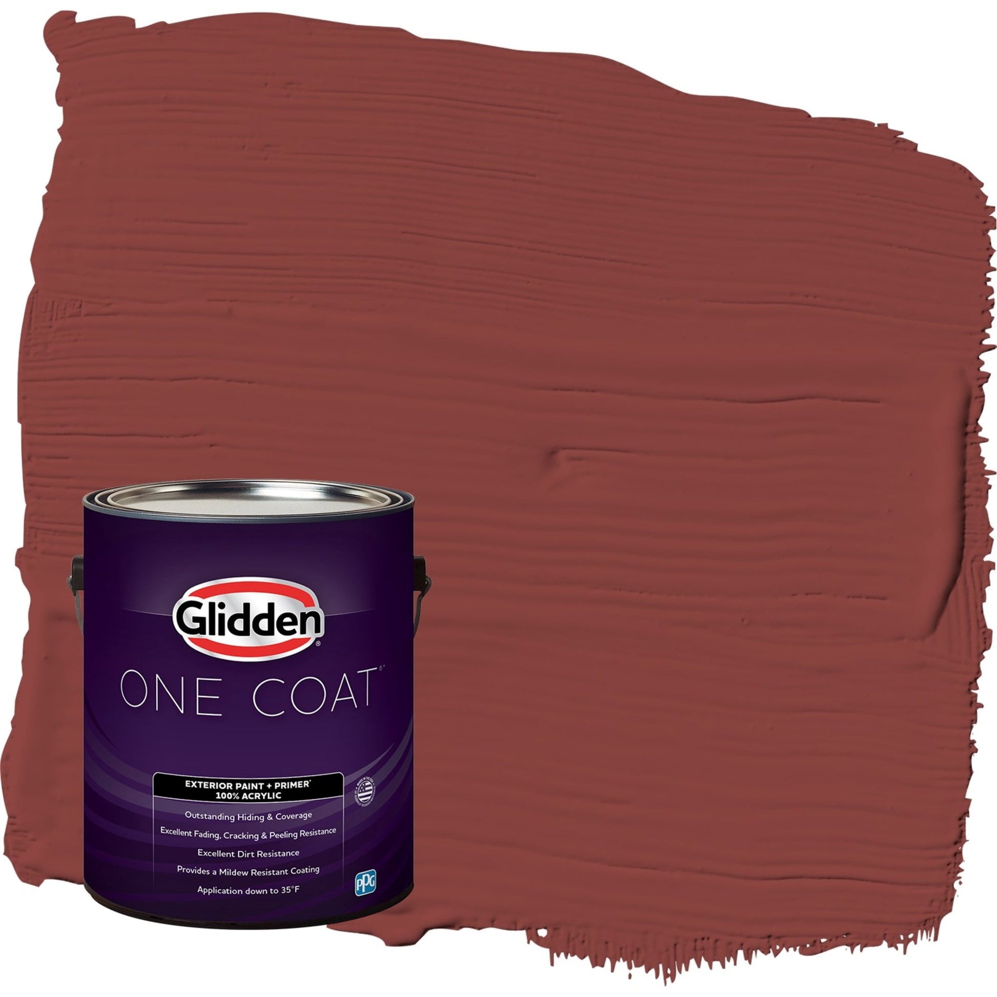 Glidden One Coat Brick Dust / Red Semi-Gloss Exterior Paint with Primer, 1 Gallon