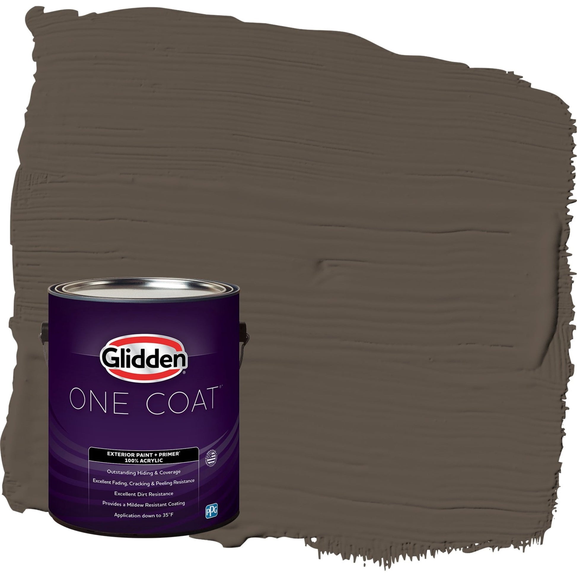 Glidden One Coat Cabin Fever / Brown Semi-Gloss Exterior Paint with Primer, 1 Gallon
