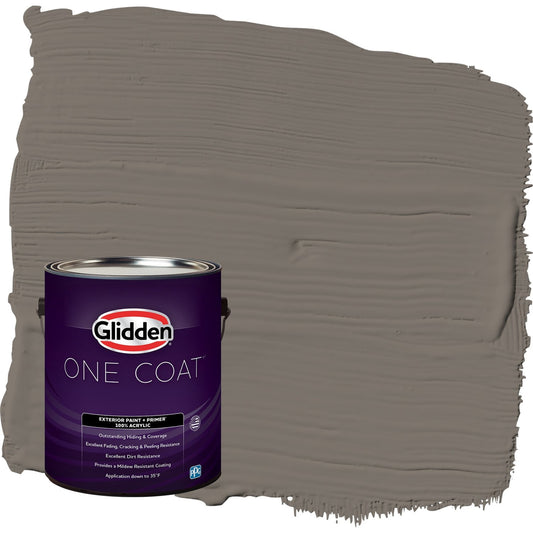 Glidden One Coat Deconstruction / Gray Semi-Gloss Exterior Paint with Primer, 1 Gallon