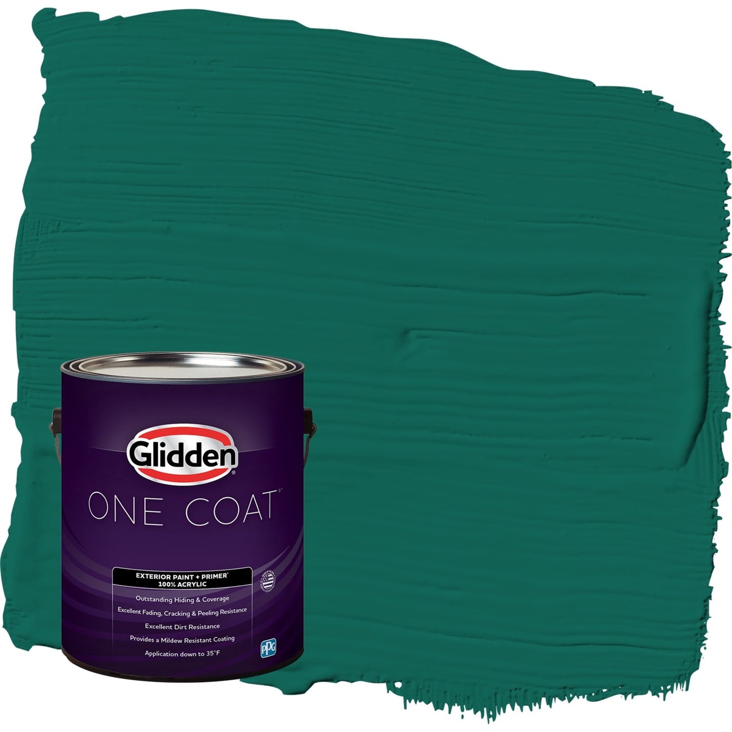 Glidden One Coat Deep Veridian / Green Semi-Gloss Exterior Paint with Primer, 1 Gallon
