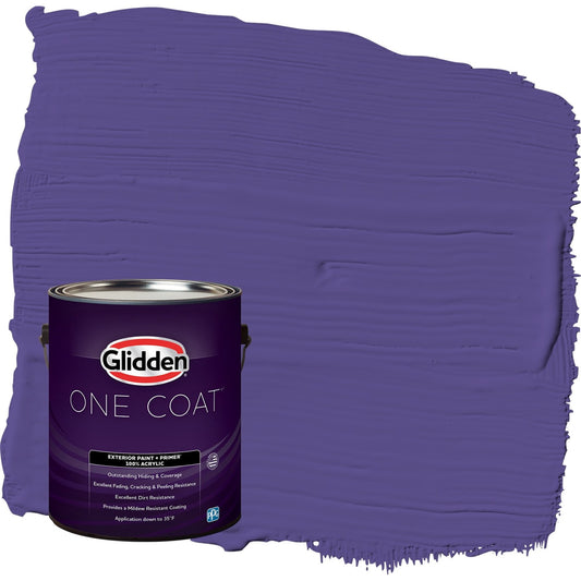 Glidden One Coat Eggplant / Purple Semi-Gloss Exterior Paint with Primer, 1 Gallon