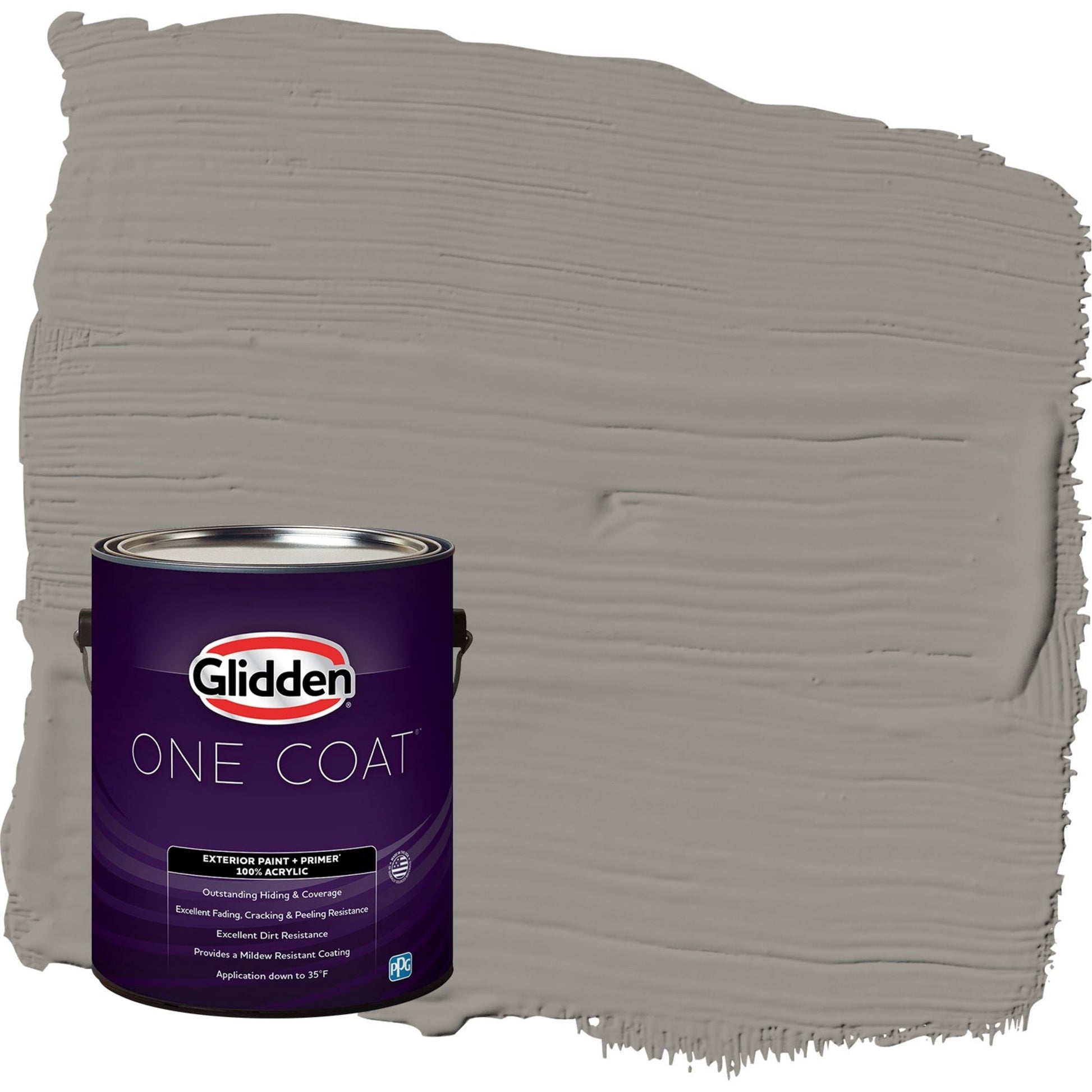Glidden One Coat Lazy Afternoon / Gray Semi-Gloss Exterior Paint with Primer, 1 Gallon