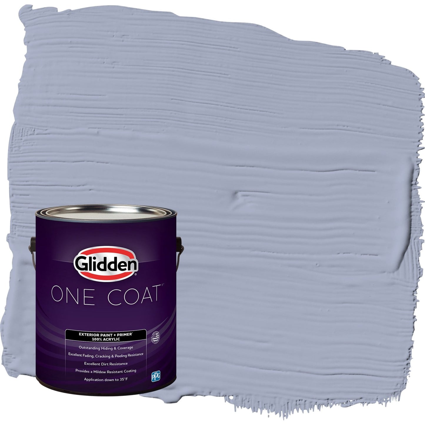Glidden One Coat Lilac Time / Purple Semi-Gloss Exterior Paint with Primer, 1 Gallon